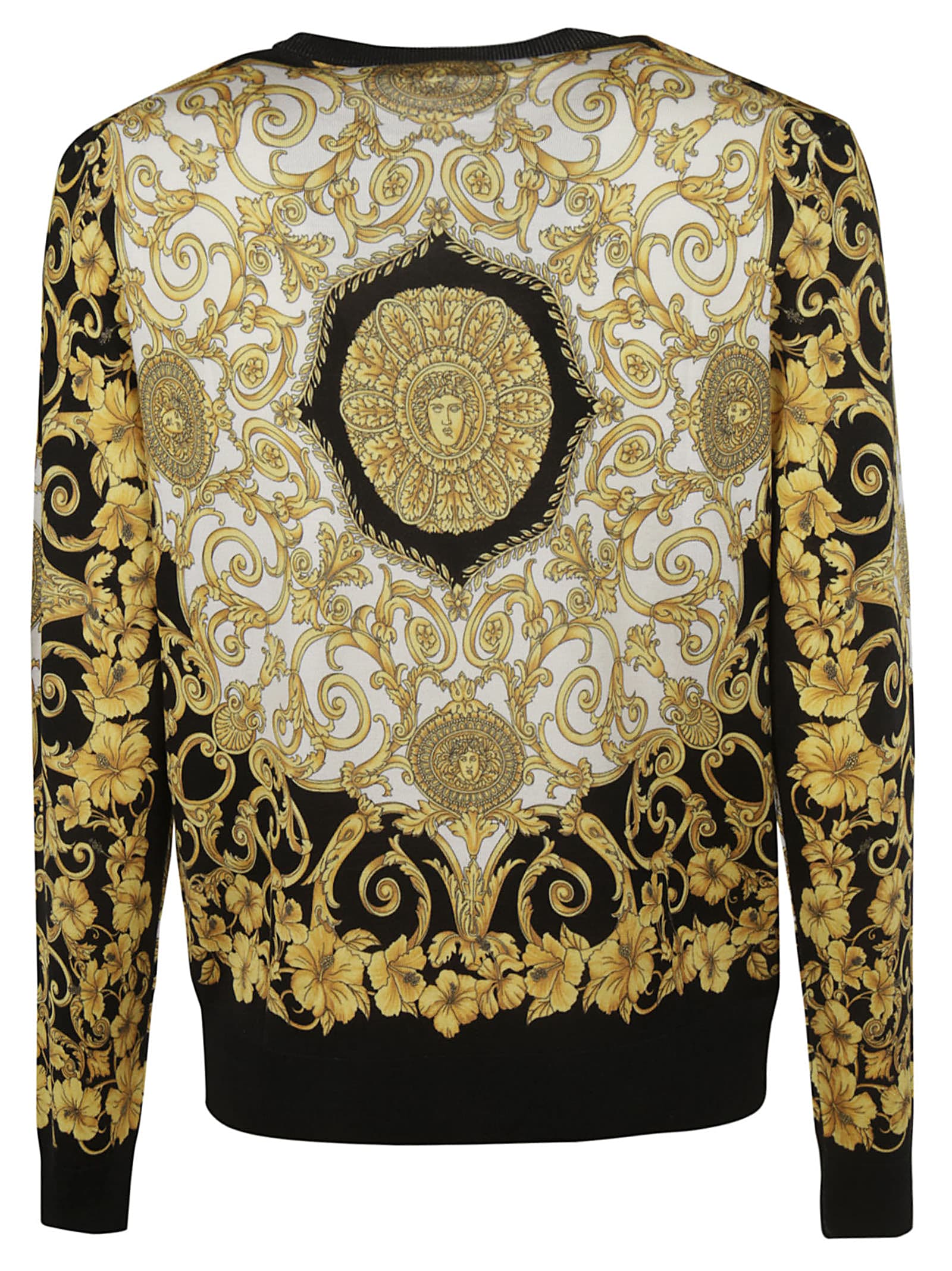 Versace Versace Floral Logo Print Sweater - Gold/Black - 10806034 | italist