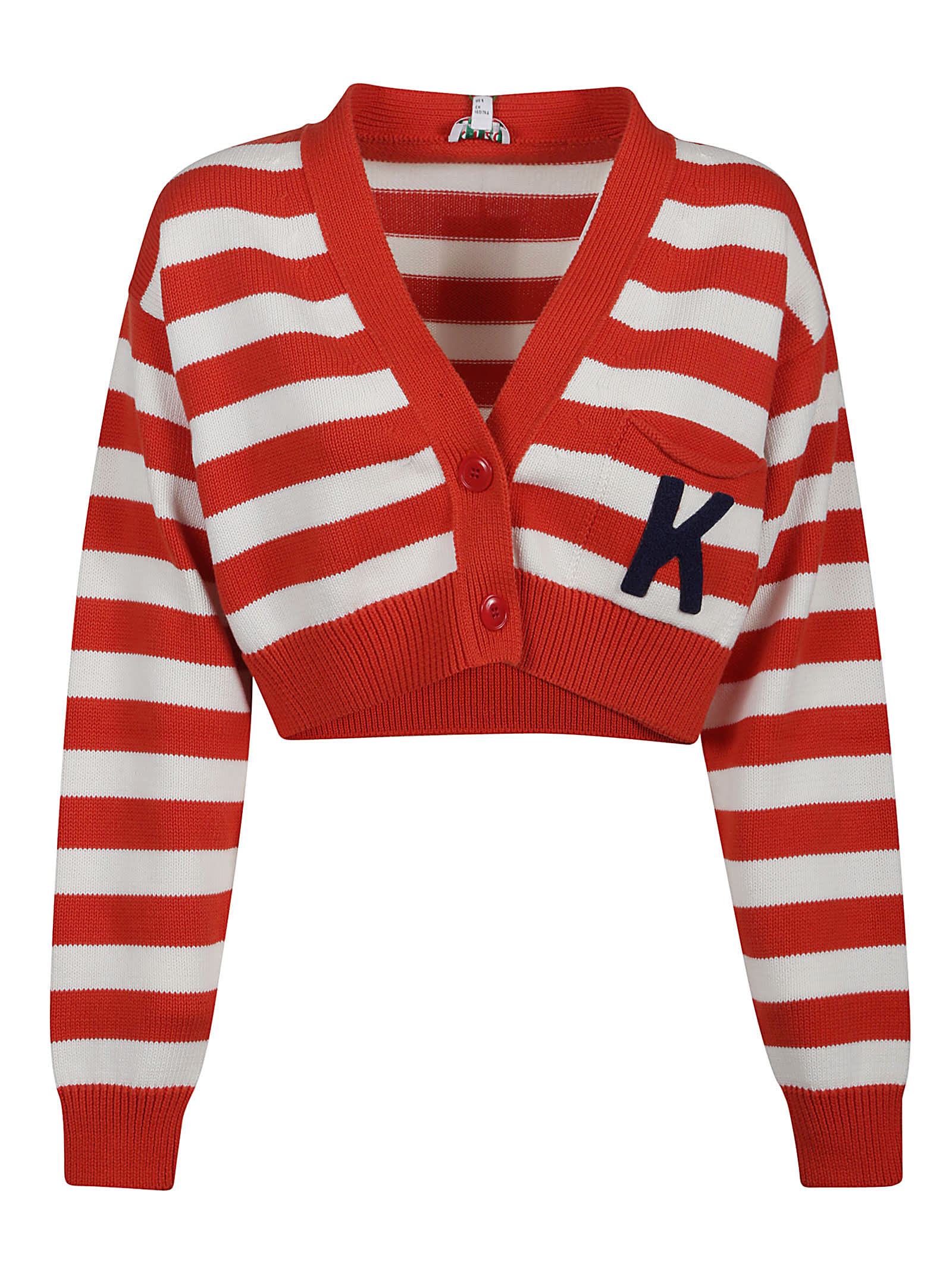 Kenzo Nautical Cotton Knit Cardigan In Rouge Moyen