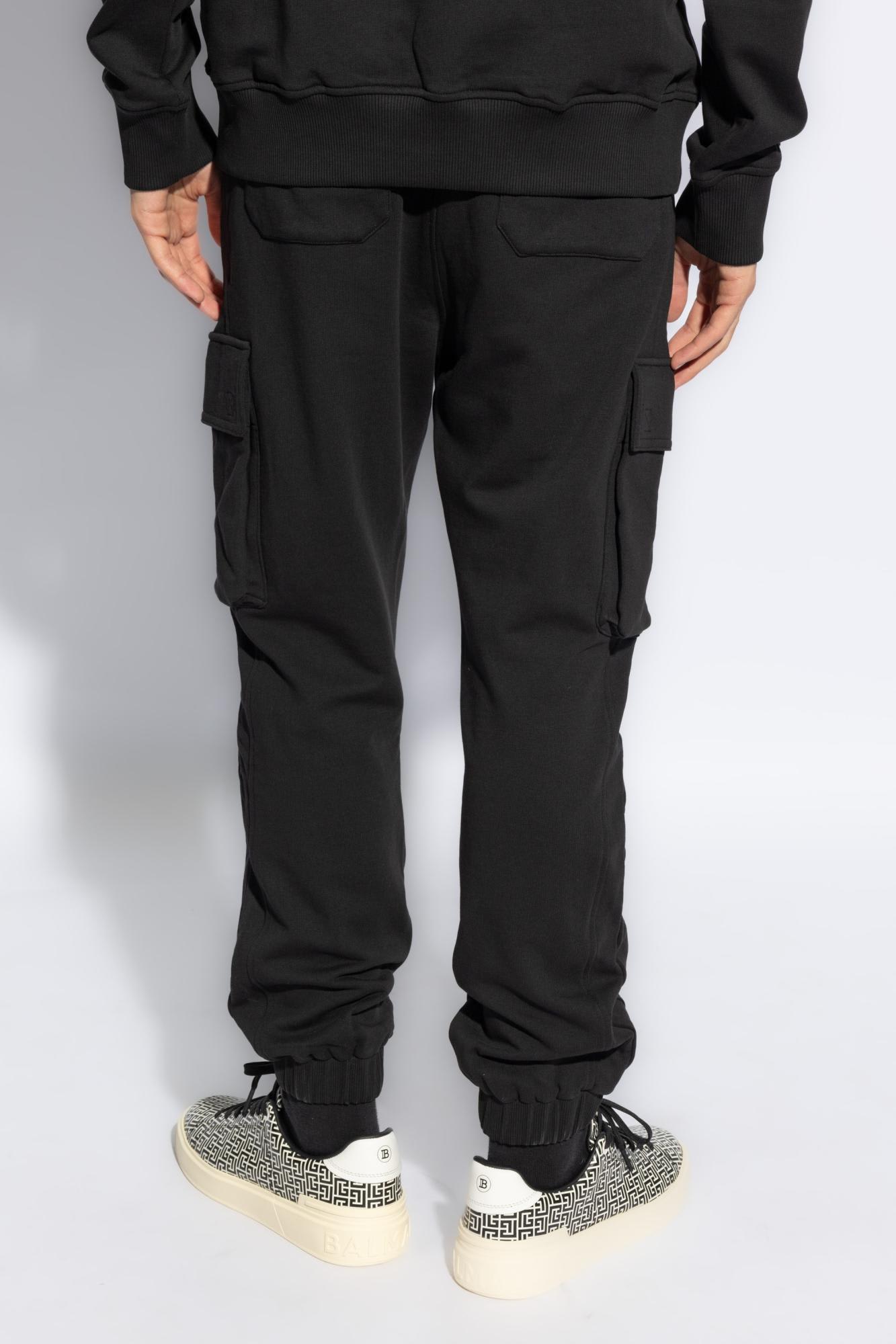 Shop Balmain Cargo Sweatpants In Black