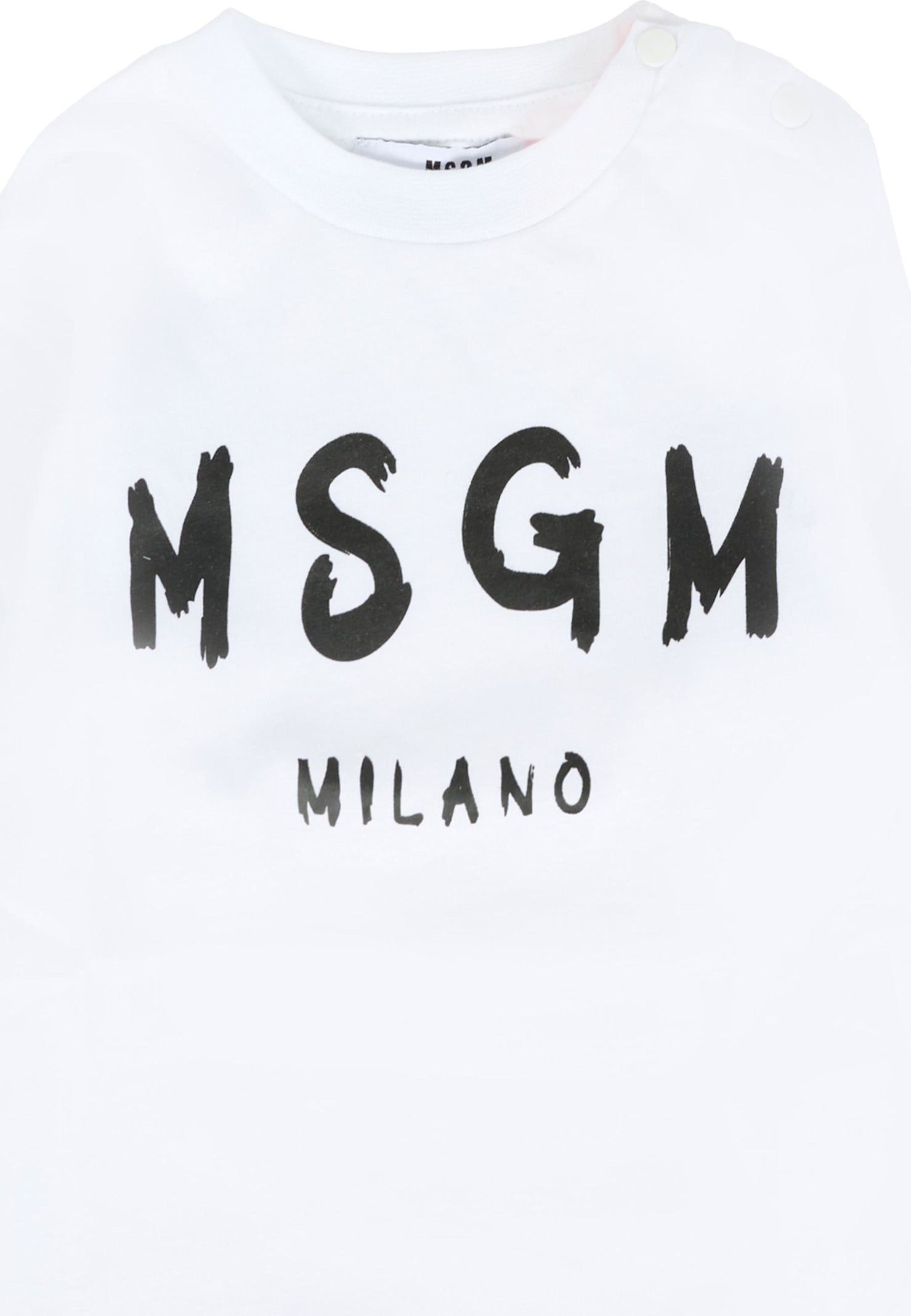 Msgm White T-shirt For Babykids With Logo In White