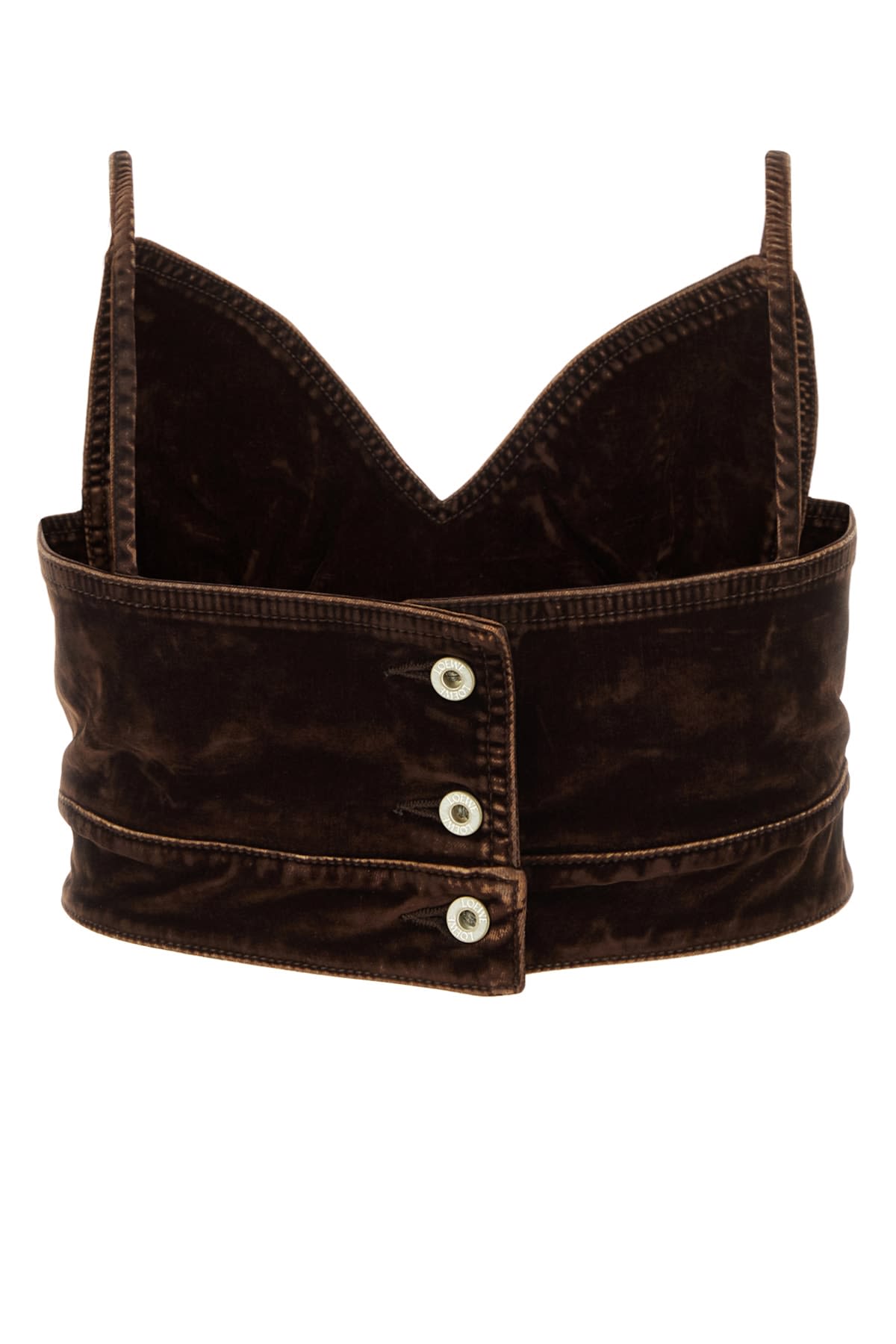 Loewe Velvet Denim Strappy Top In Coffeebean