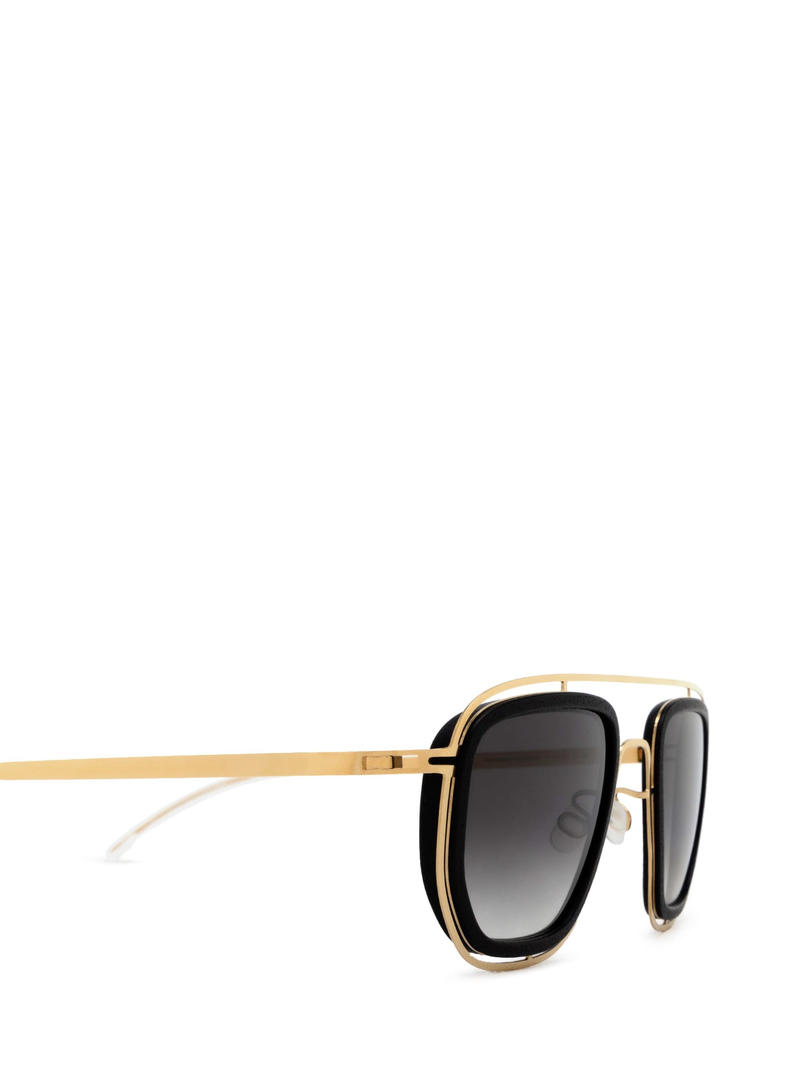 Shop Mykita Ferlo Sun Mh7-pitch Black/glossy Gold Sunglasses