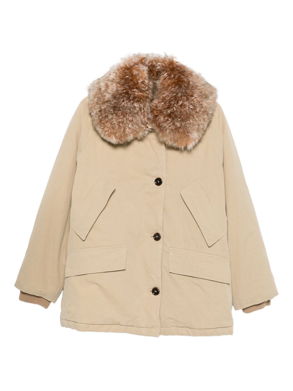 Prada Beige Faux Fur Jacket In Brown