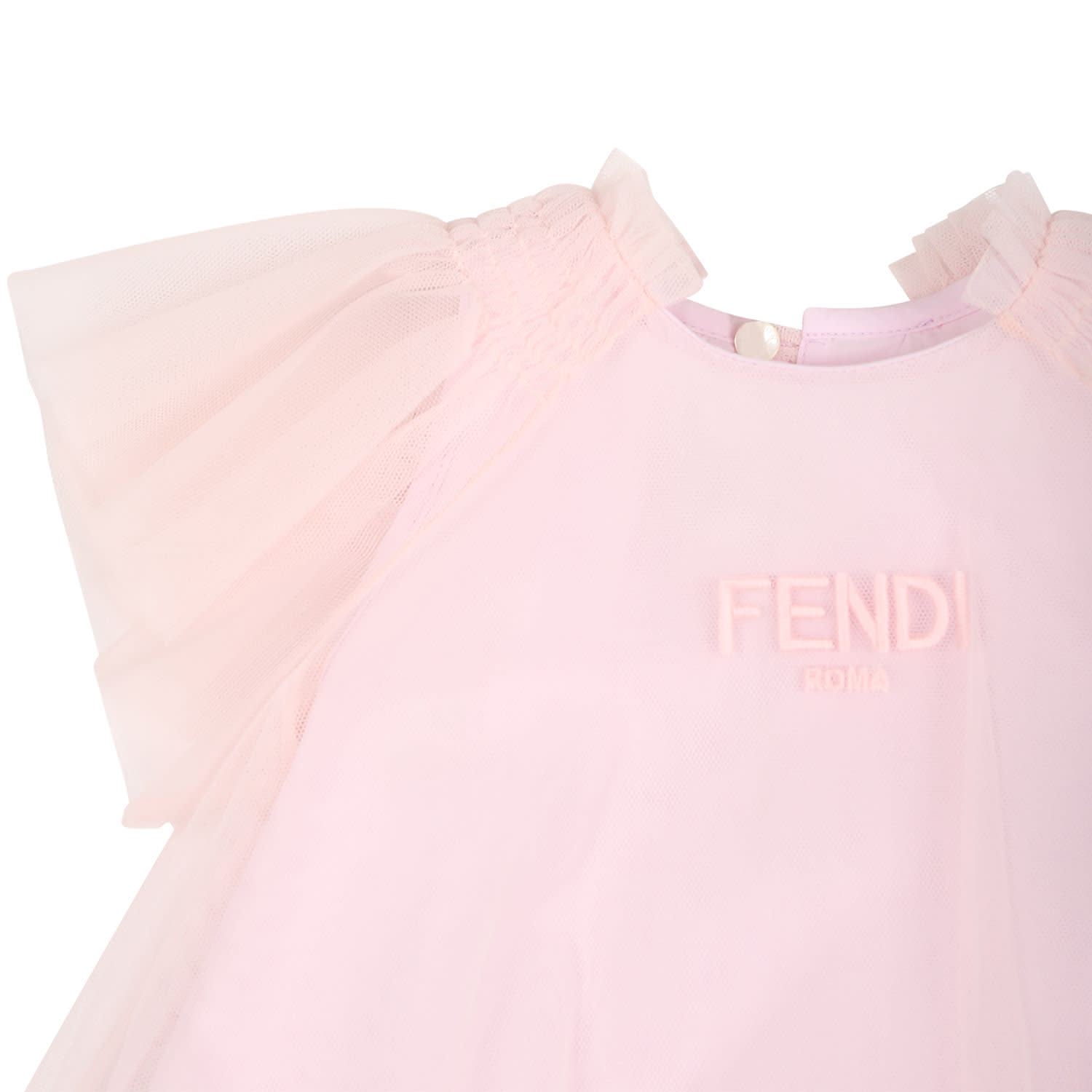 Shop Fendi Pink Dress For Baby Girl With Logo