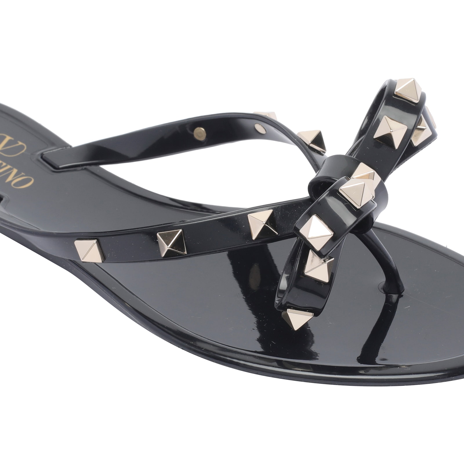 Valentino Heel Sandals With Bow Accent And Studded Embellishments