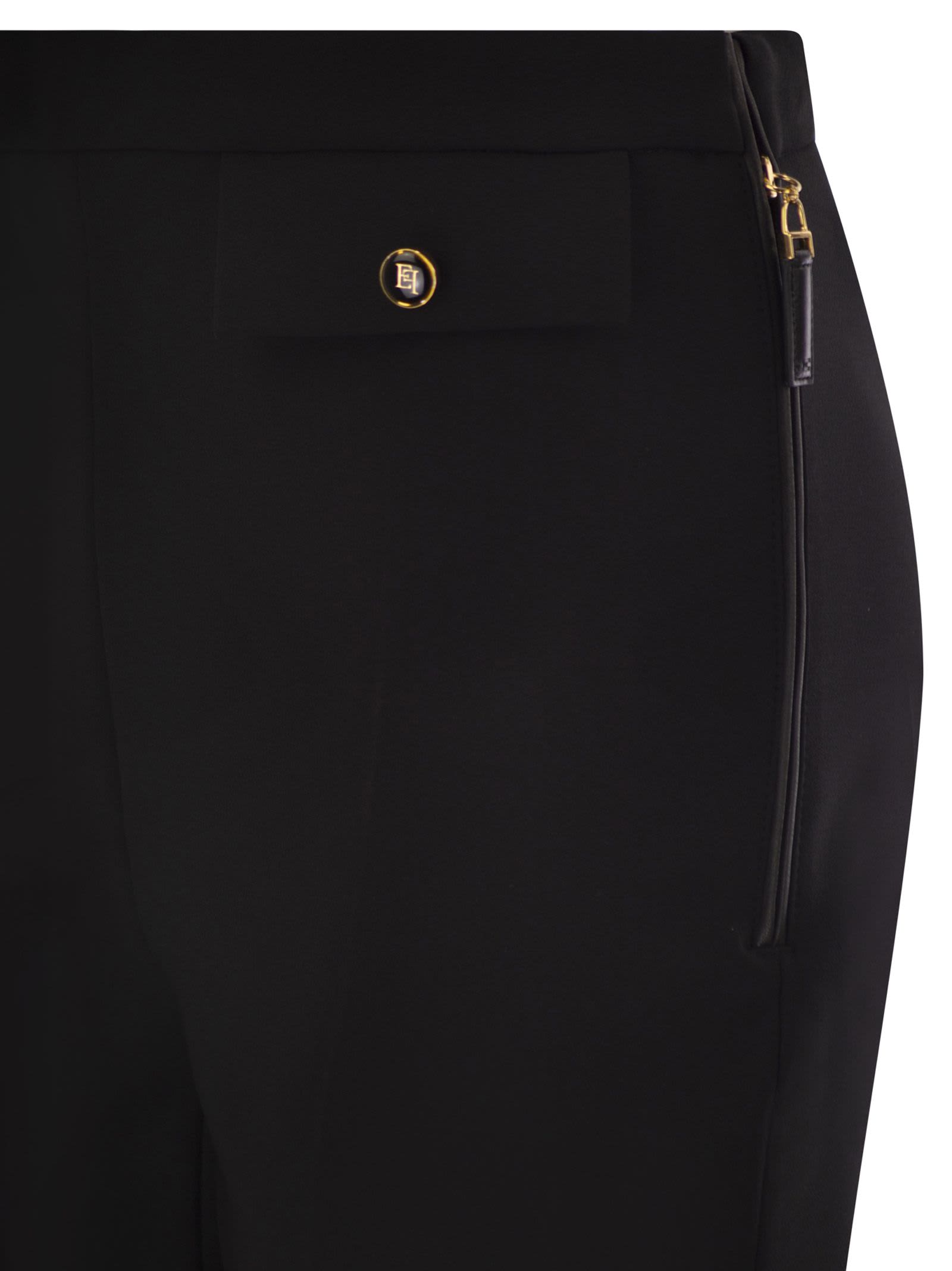 Elisabetta Franchi Double Crepe Trousers In Black