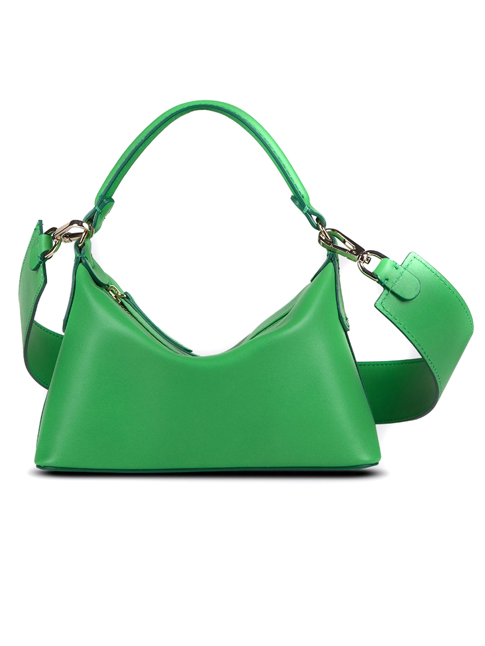 Leonie Hanne Mini Hobo Bag In Green Leather In Verde