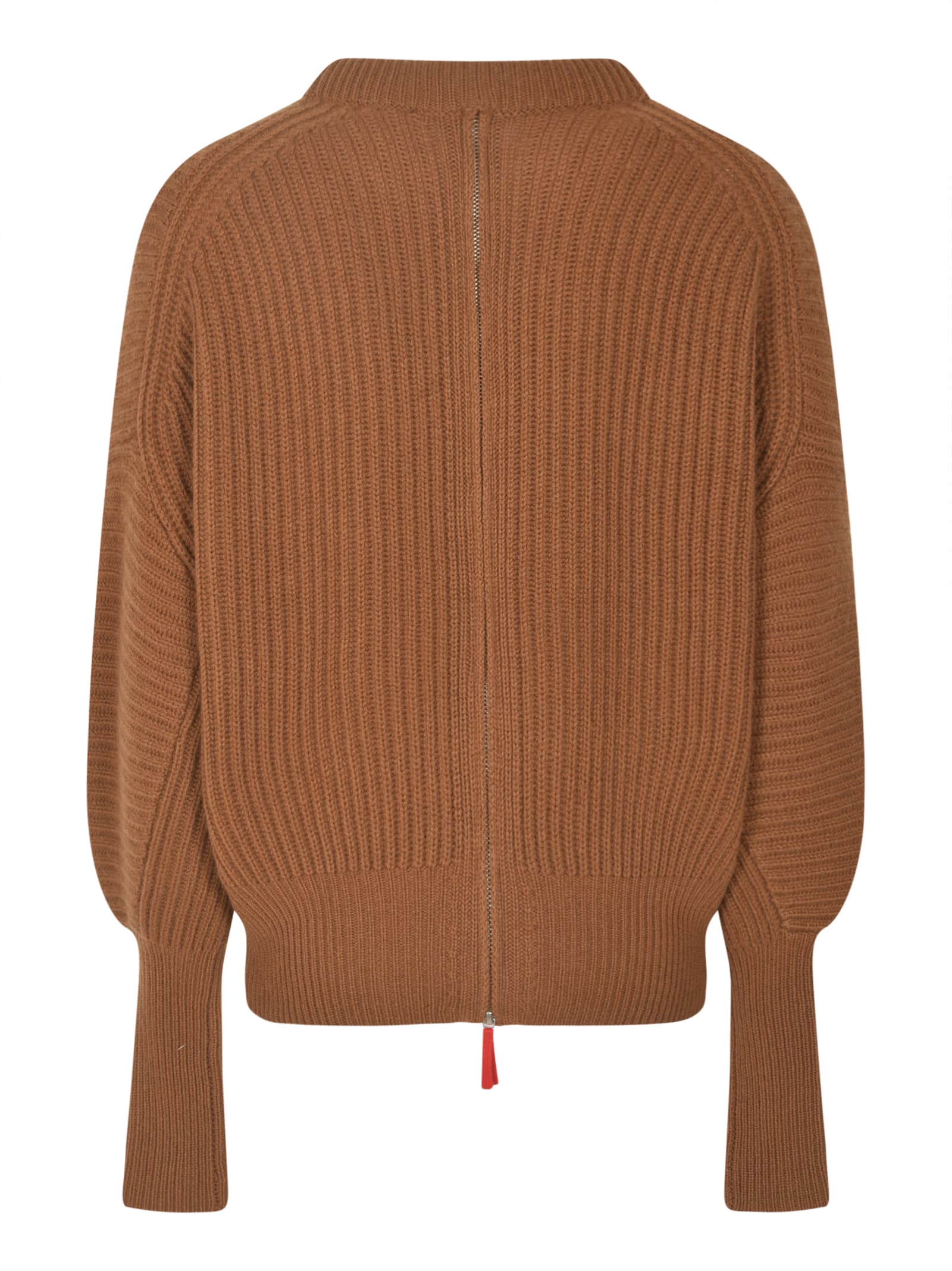 NO NAME RIB TRIM REAR ZIPPED SWEATER 