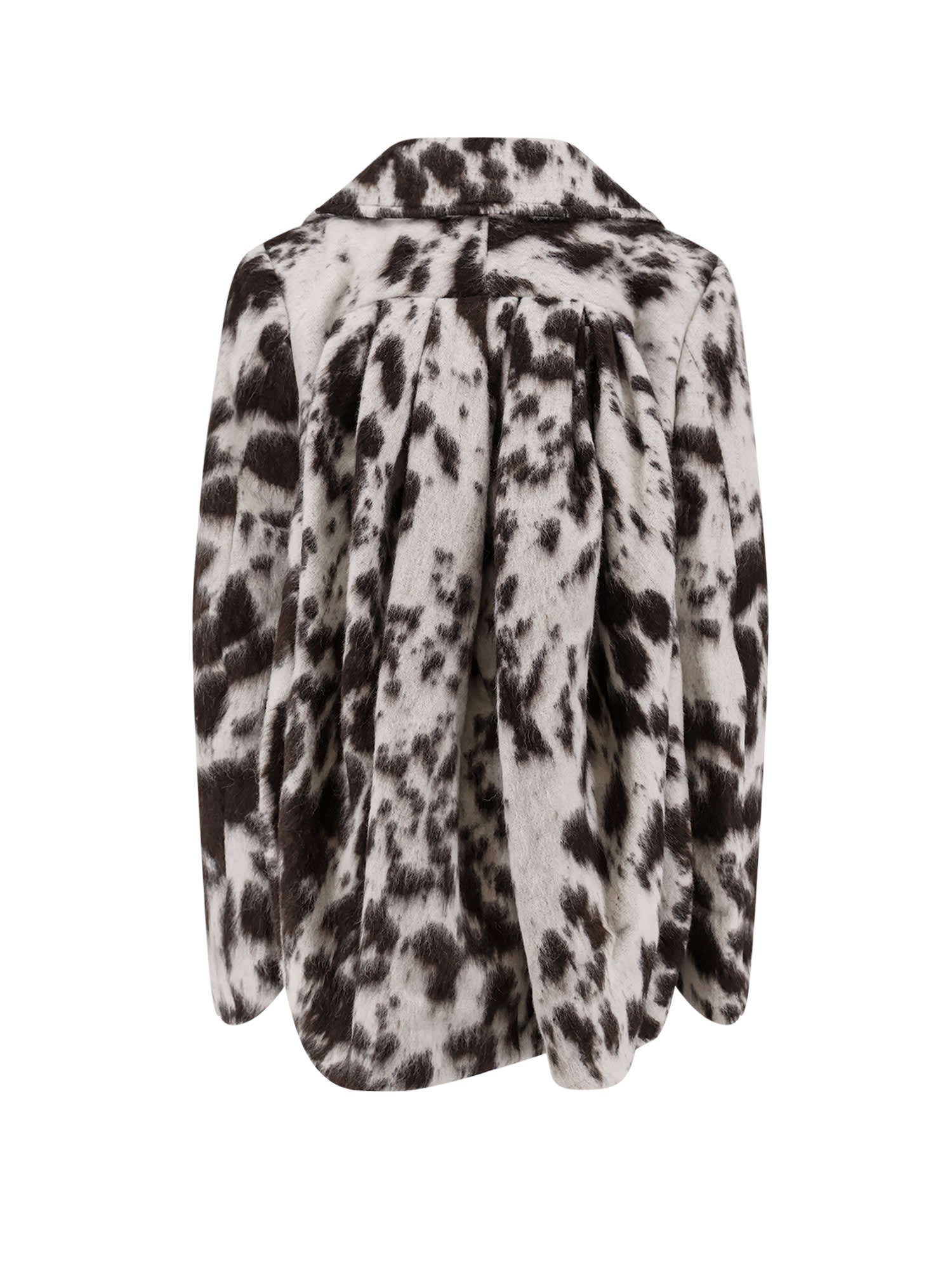 Dries Van Noten Animal Print Double-breasted Wool Alpaca Coat In Brown