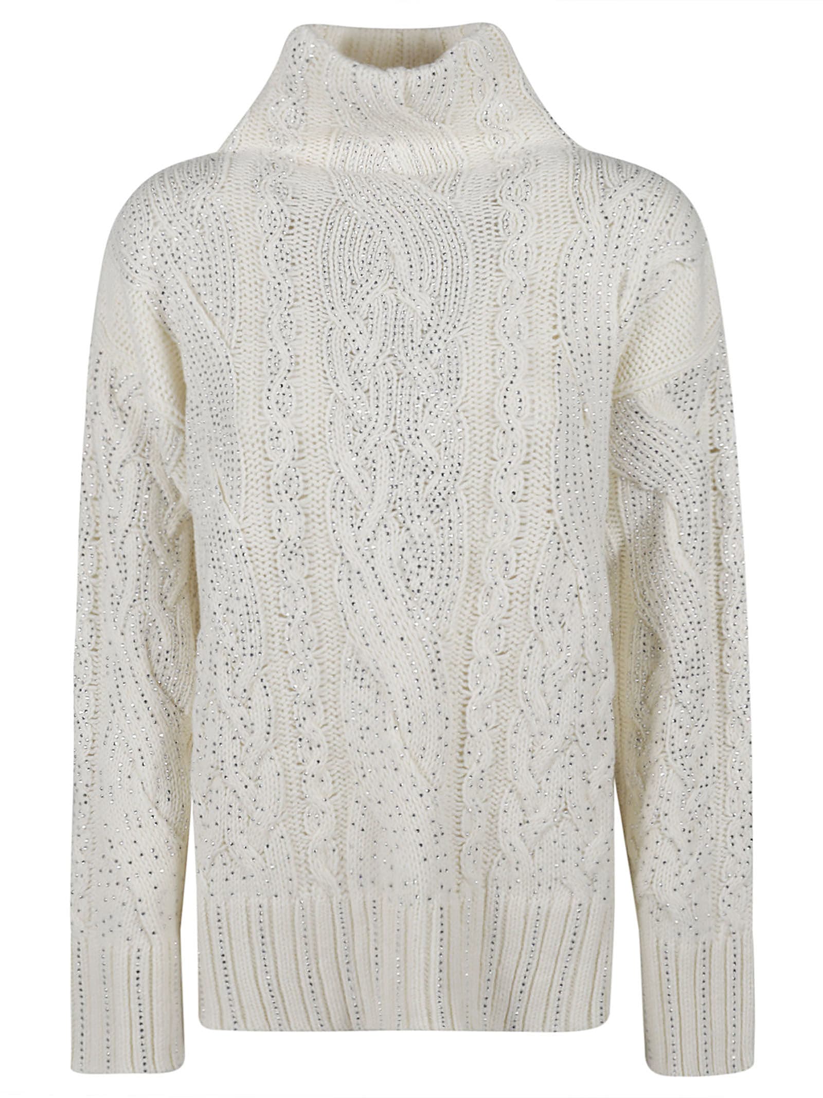 Ermanno Scervino All-over Crystal Sweater In Panna