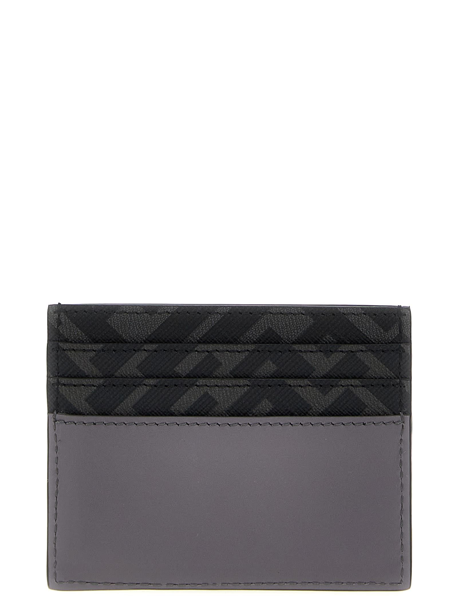 Shop Fendi Squared Ff Card Holder In Gray