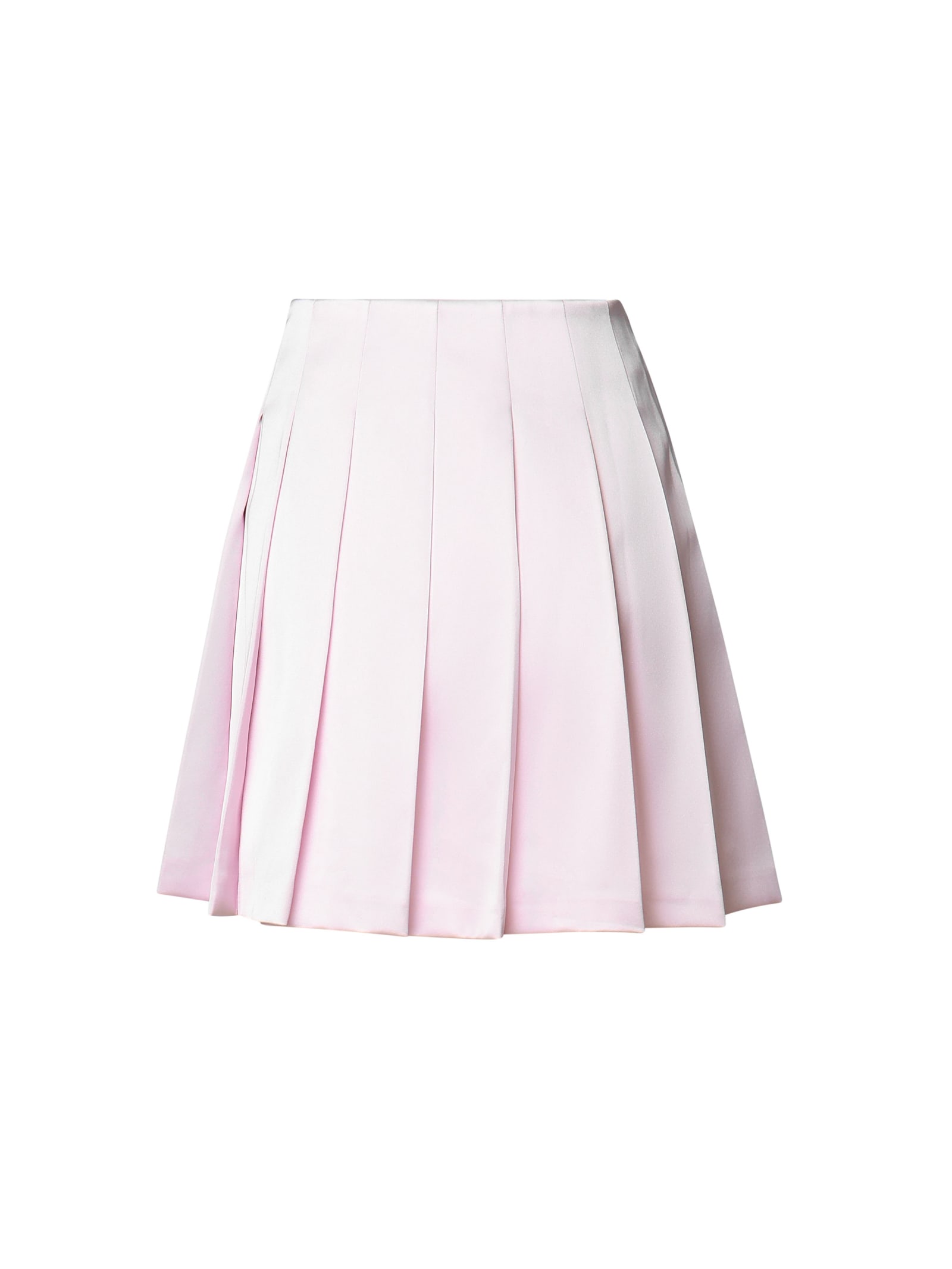 Shop Self-portrait Satin Miniskirt With Pleats In Pink