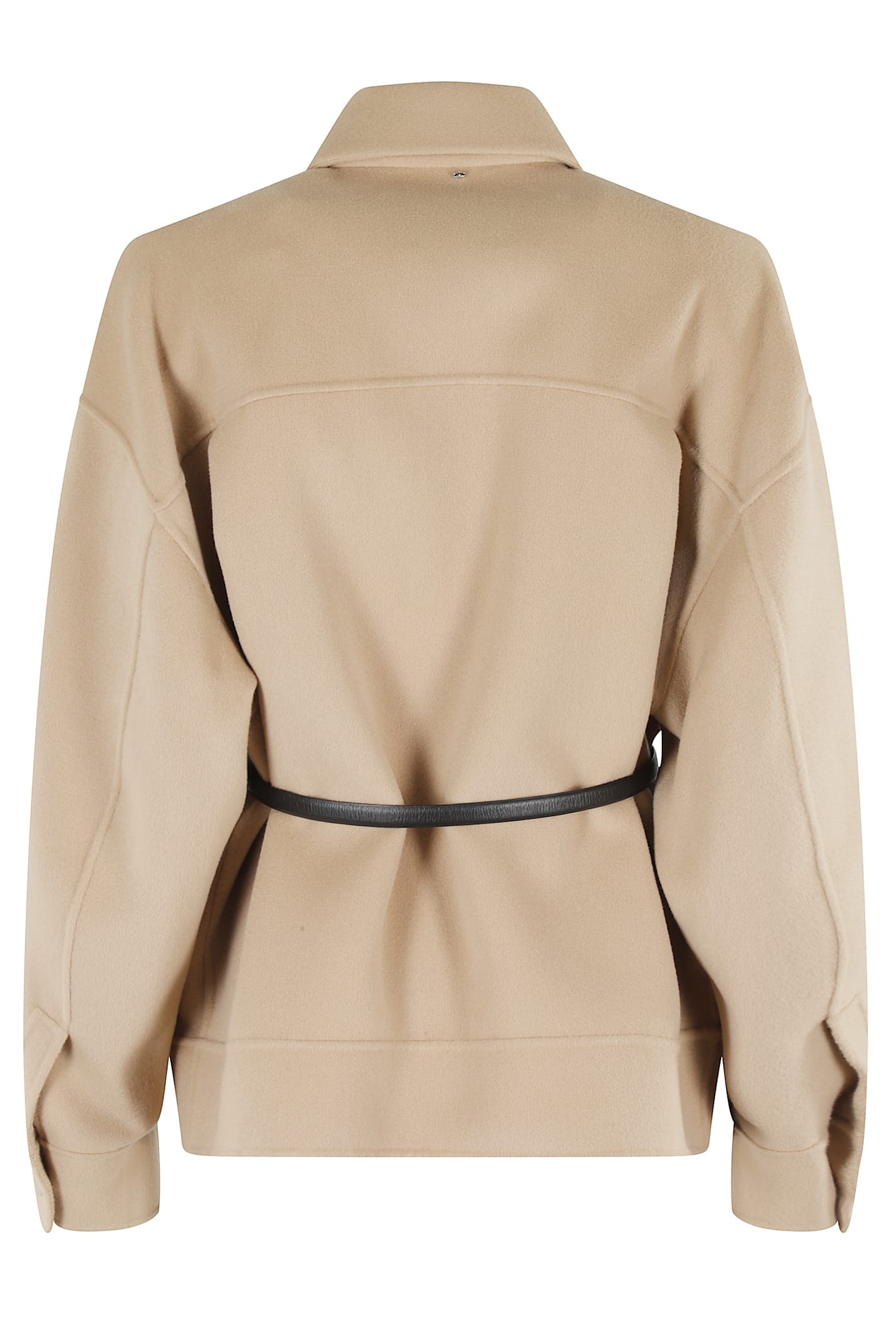 Sportmax Wool Jacket Belt Flap Pockets In Brown