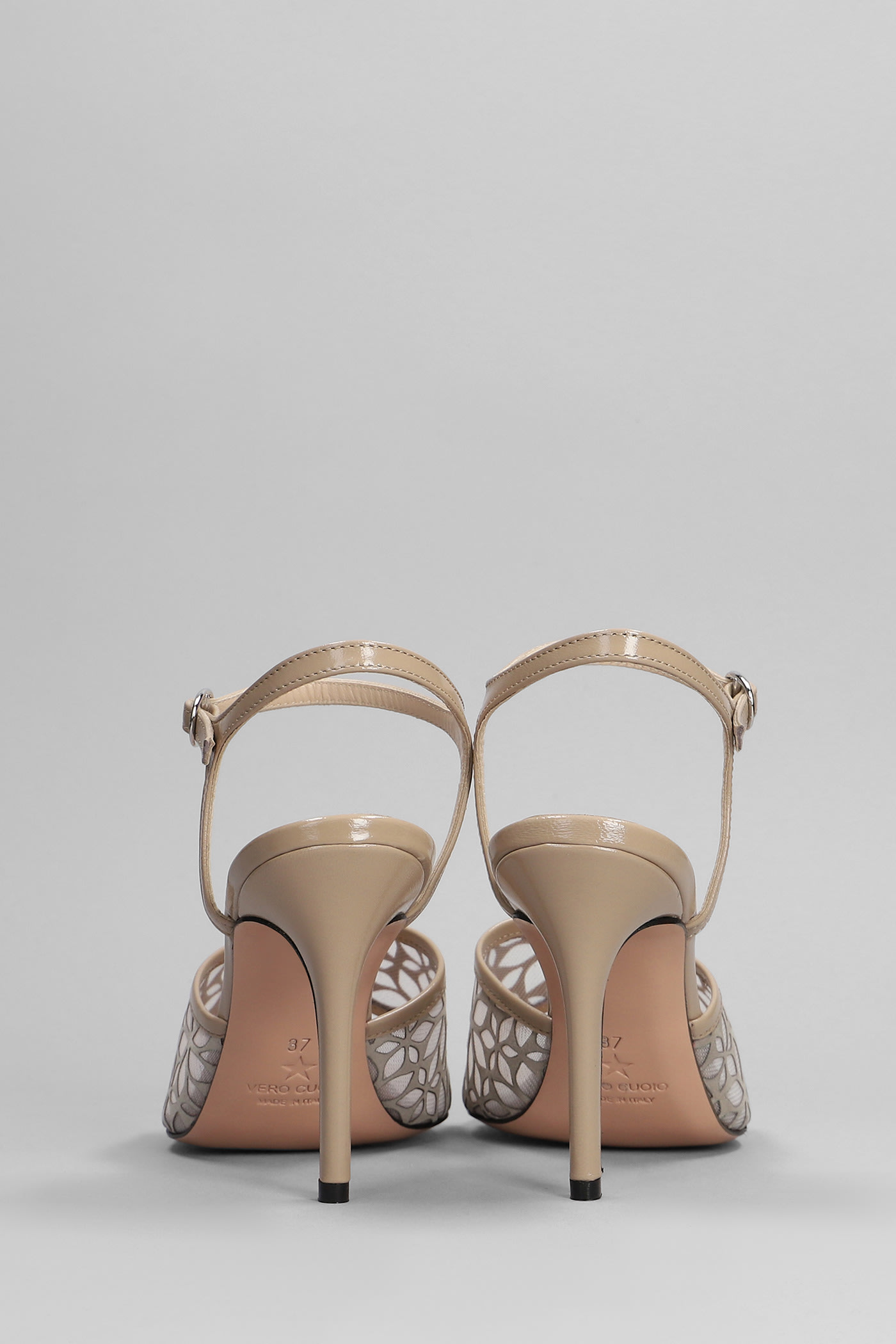 Shop Marc Ellis Sandals In Taupe Patent Leather