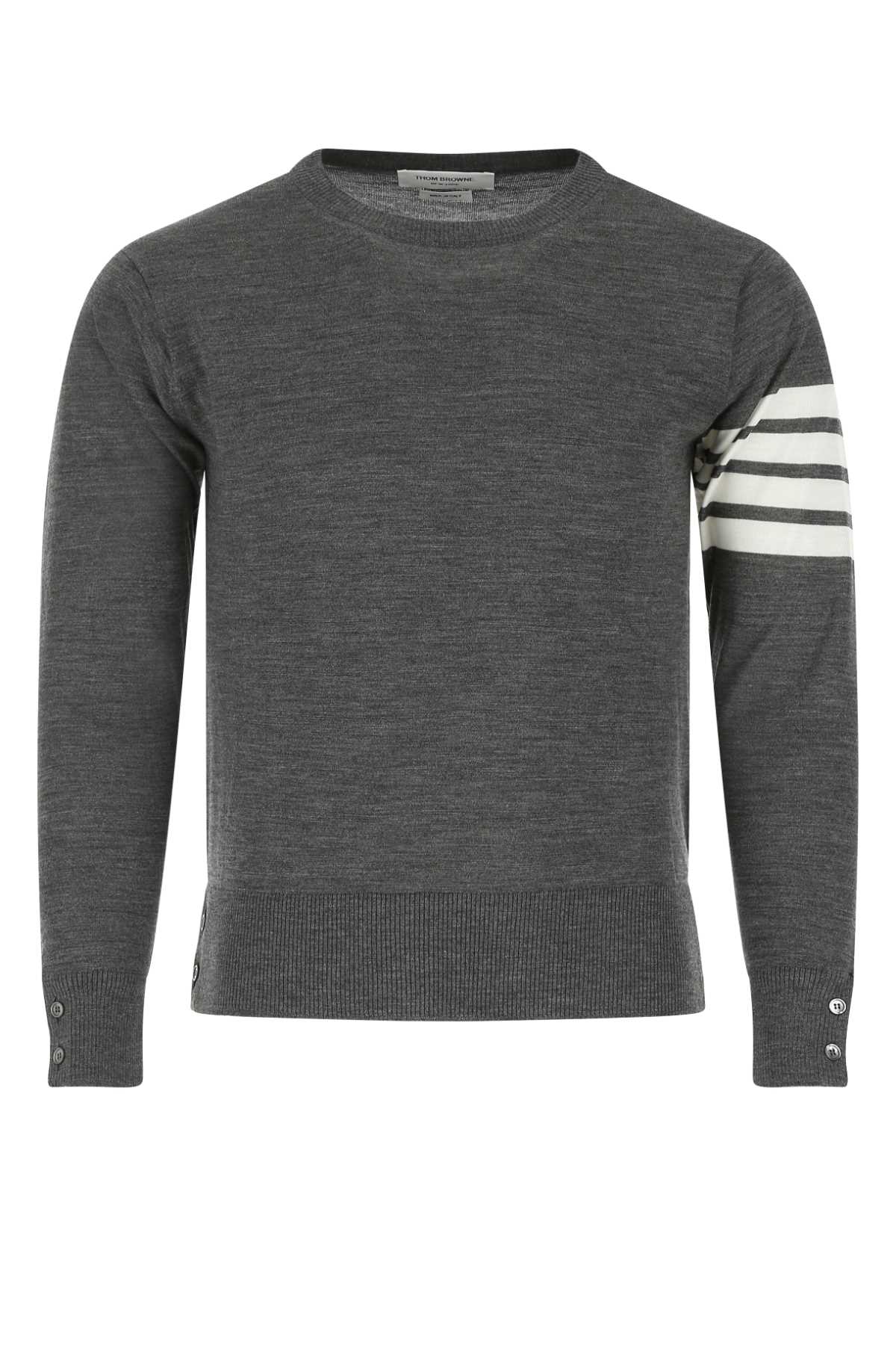 Shop Thom Browne Melange Grey Wool Sweater In 038