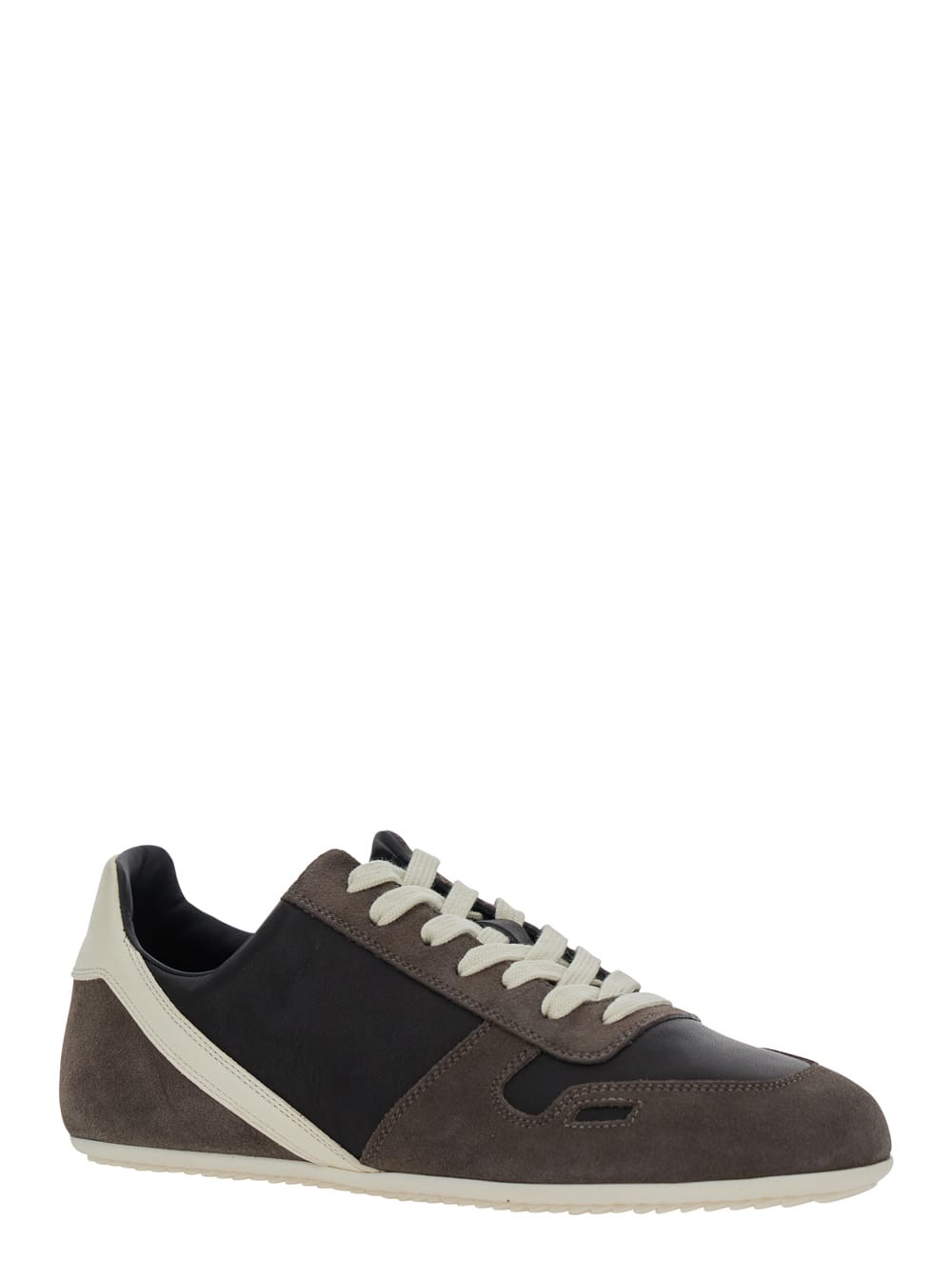Rick Owens Black Low-top Sneakers With Suede Inserts In Leather Woman In Black
