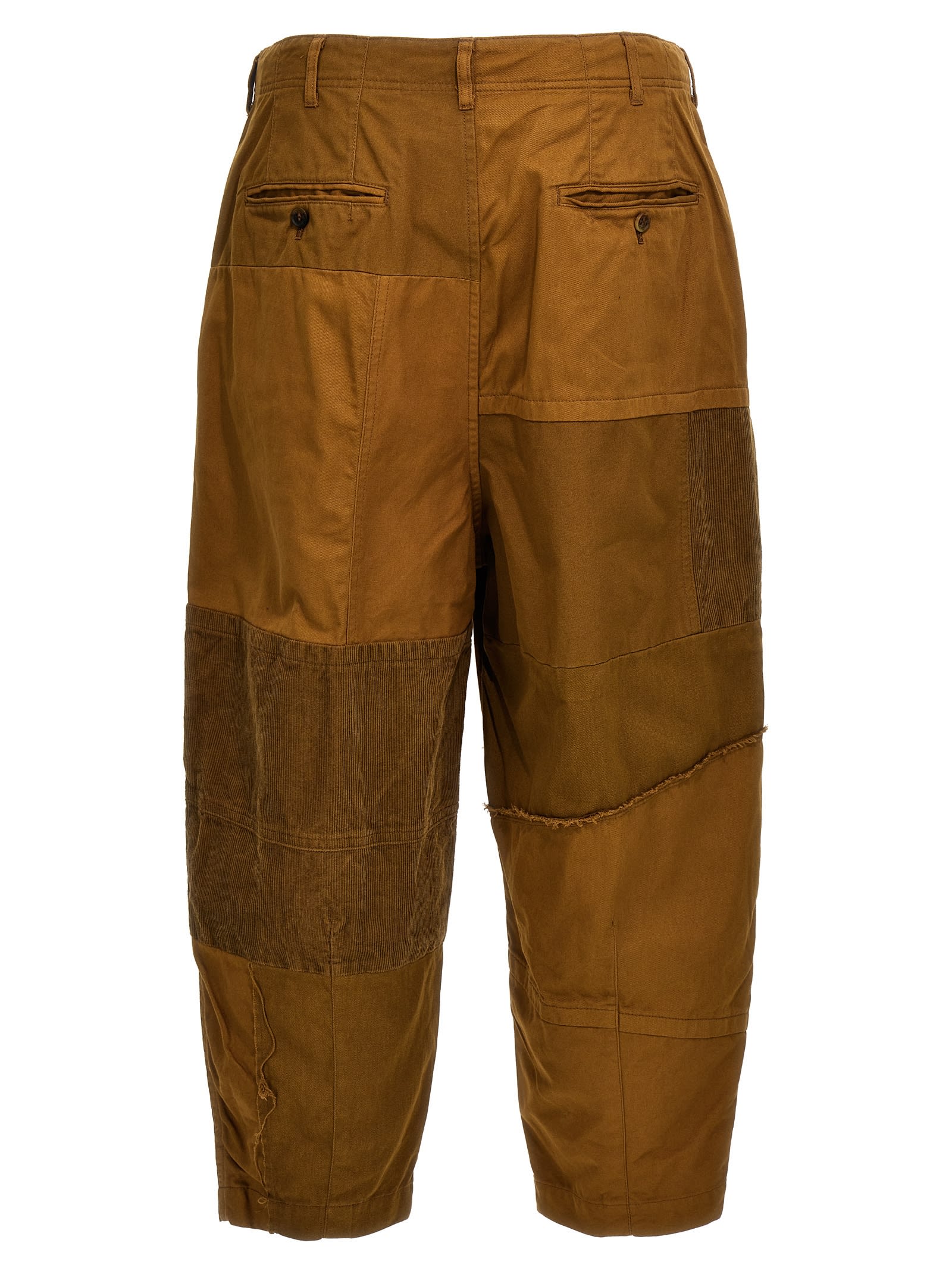 Shop Comme Des Garçons Homme Deux Drill Pants With Velvet Inserts In Brown
