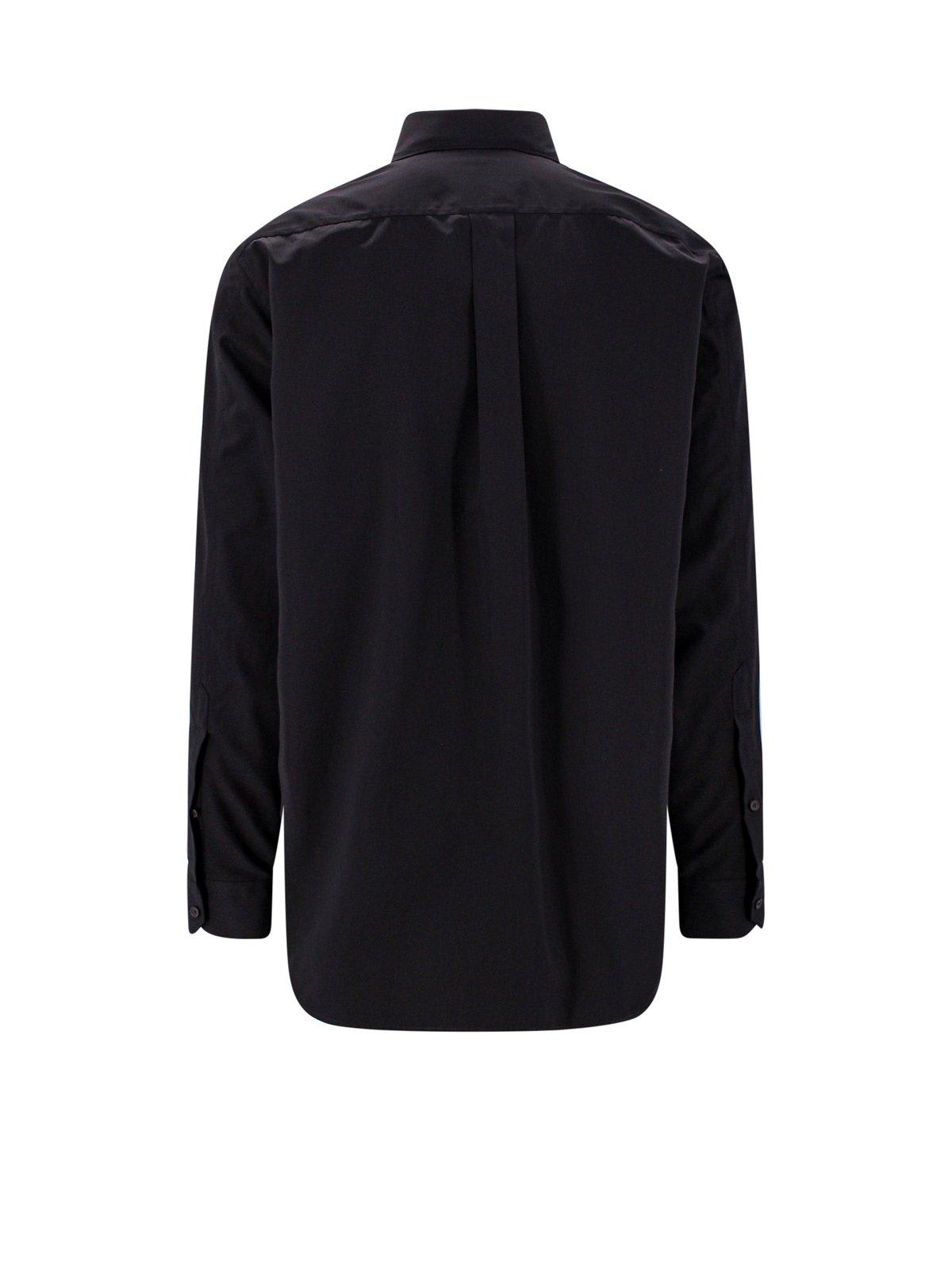 Shop Valentino Logo Embroidered Long-sleeved Shirt In Black