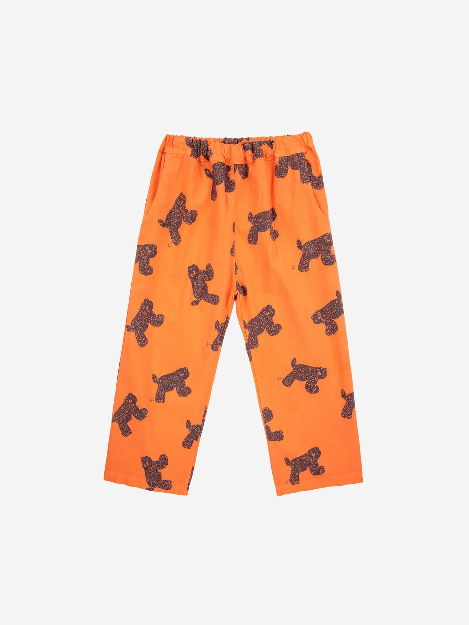 Bobo Choses Orange Trousers For Kids With All-over Cheetah Pattern