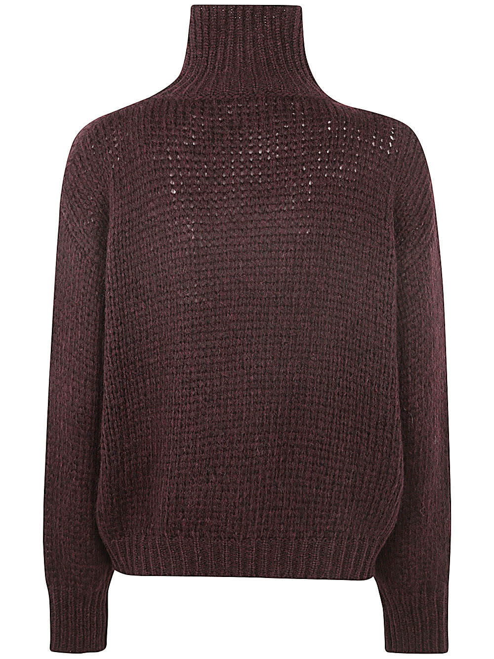 Shop Nuur Long Sleeves Turtle Neck Sweater In Bordeaux