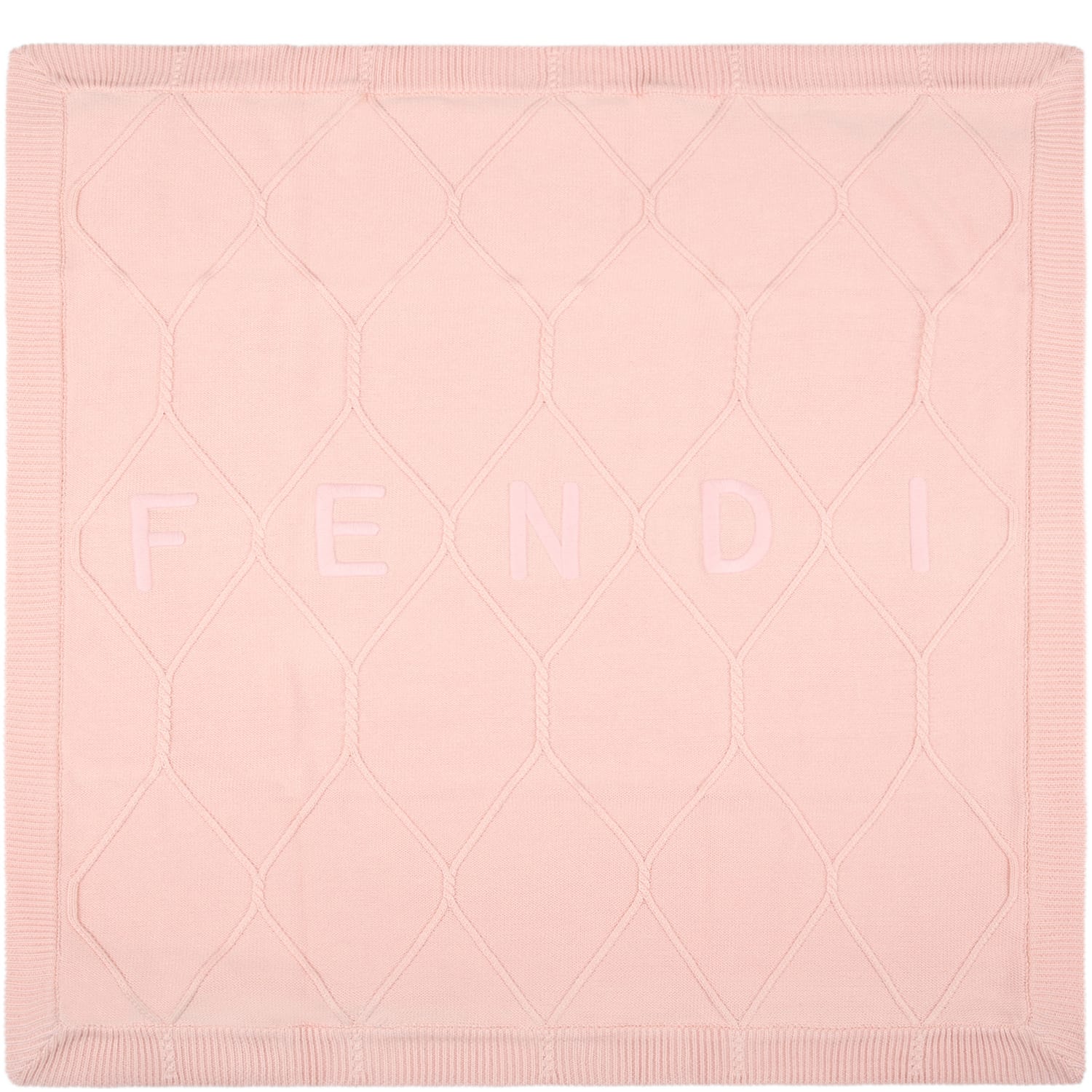 Fendi Pink Blanket For Baby Girl With Logo