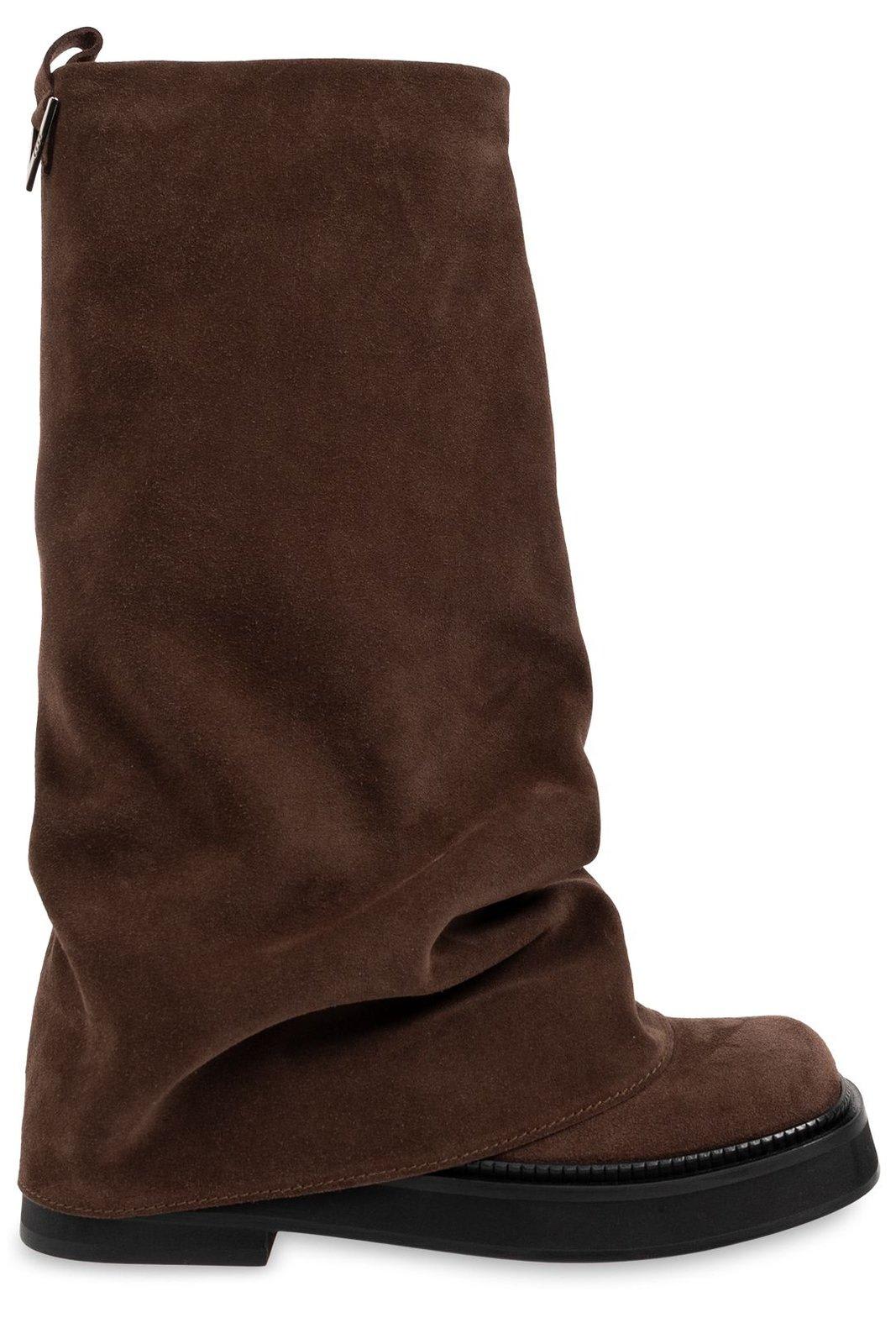 Attico 30mm Robin Suede Combat Boots In Brown