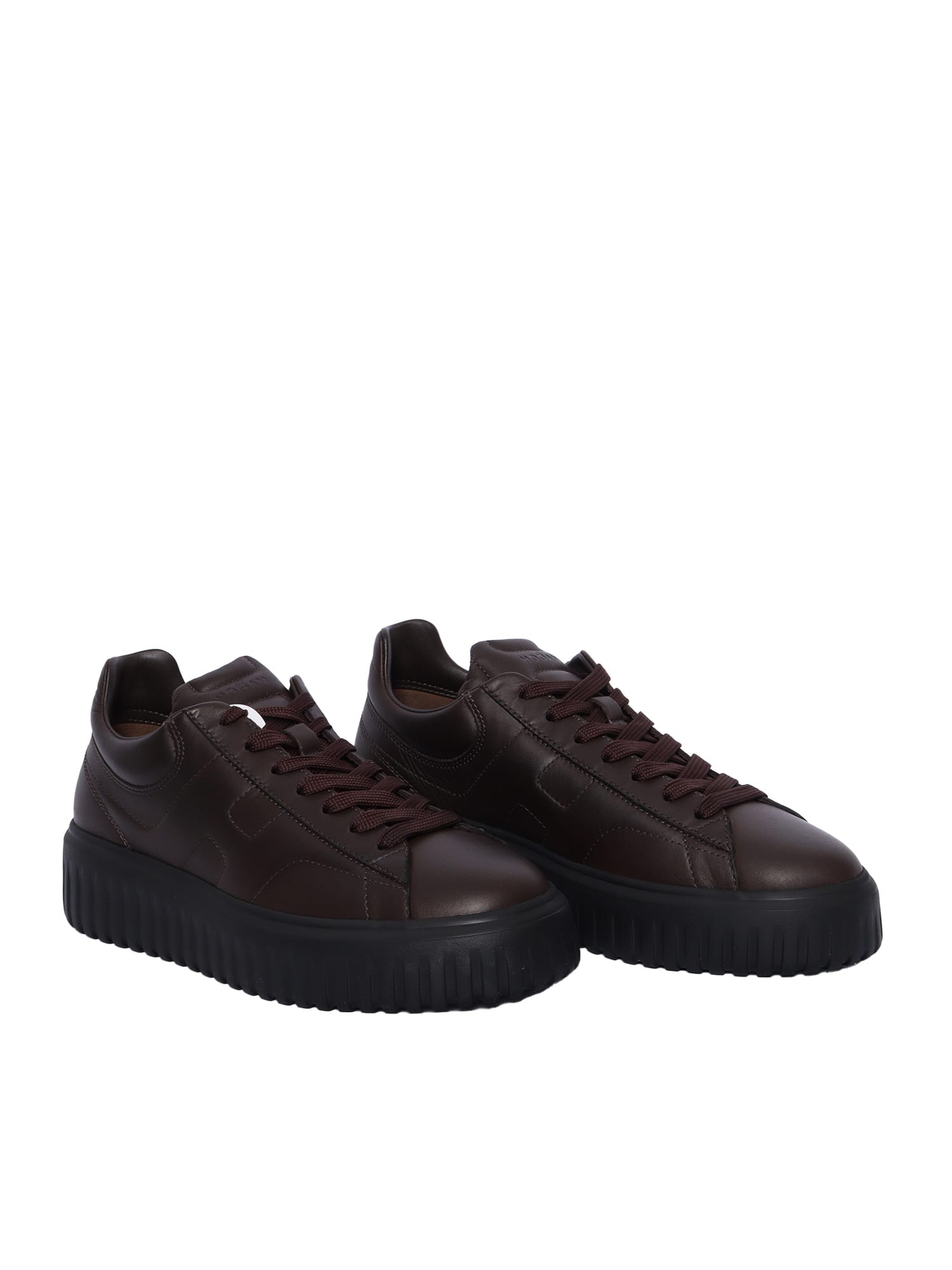 Hogan H-stripes Allacciato H Sneakers In Brown