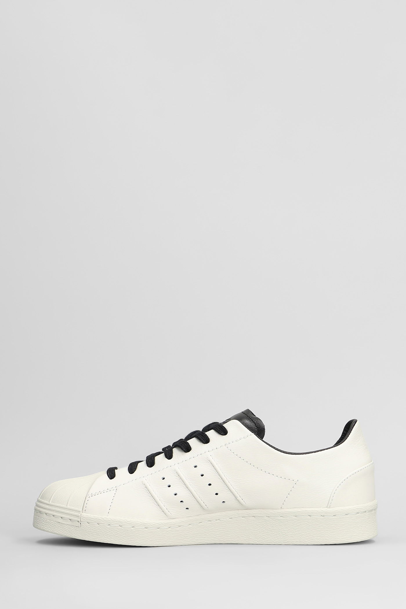 Y-3 Premium Leather Sneakers With Rubber Shell Toe In White