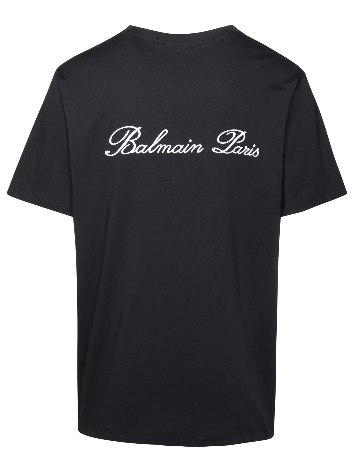 Shop Balmain Iconica Black Cotton T-shirt In Nero/bianco