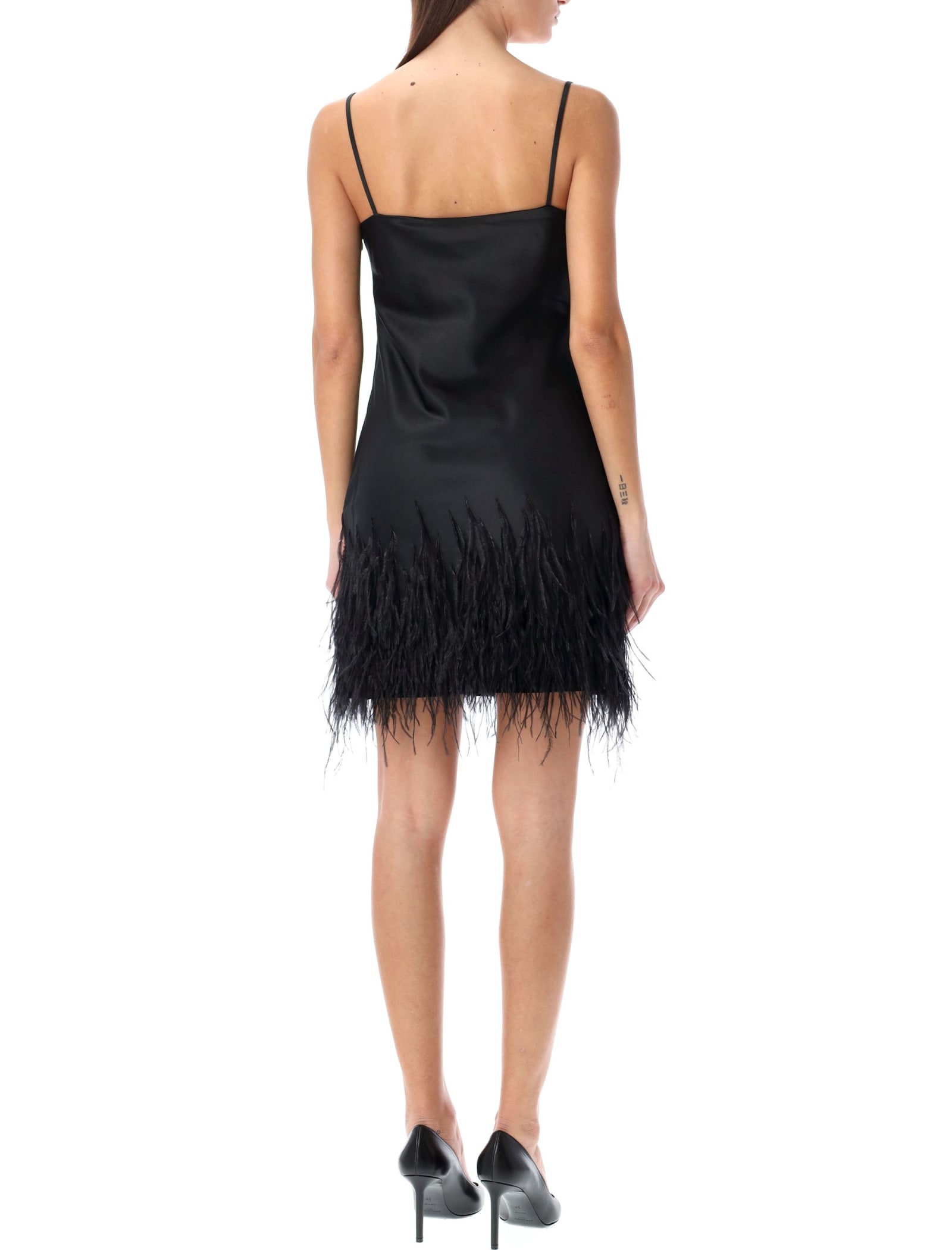 Shop Polo Ralph Lauren Feather Satin Cocktail Dress In Black
