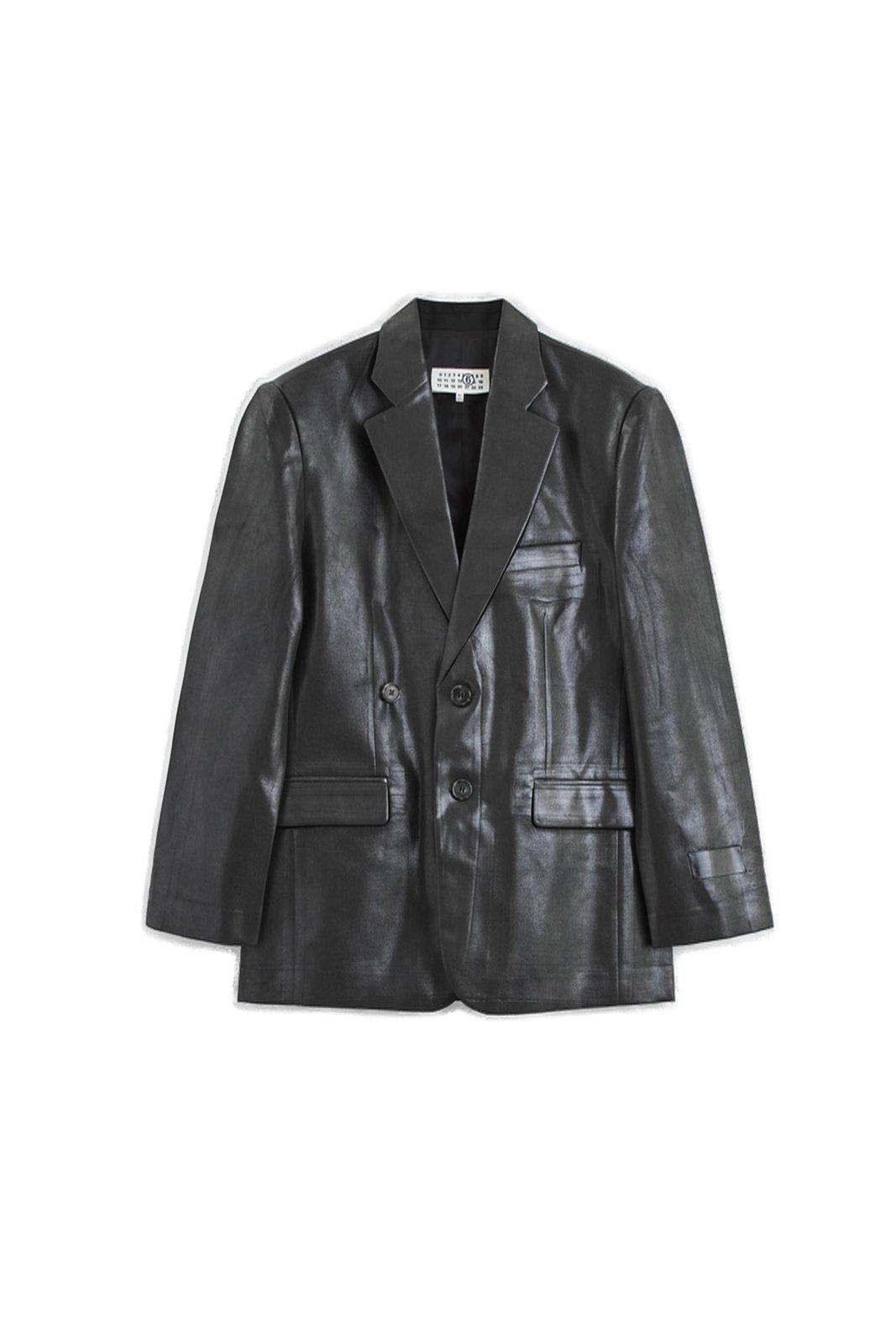 Shop Mm6 Maison Margiela Coated Suit Jacket In Nero