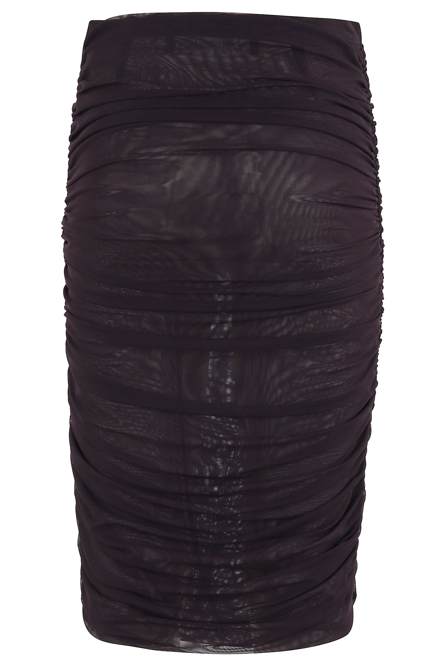 Federica Tosi Draped Tulle Midi Skirt With Side Zipper Closure In Brown