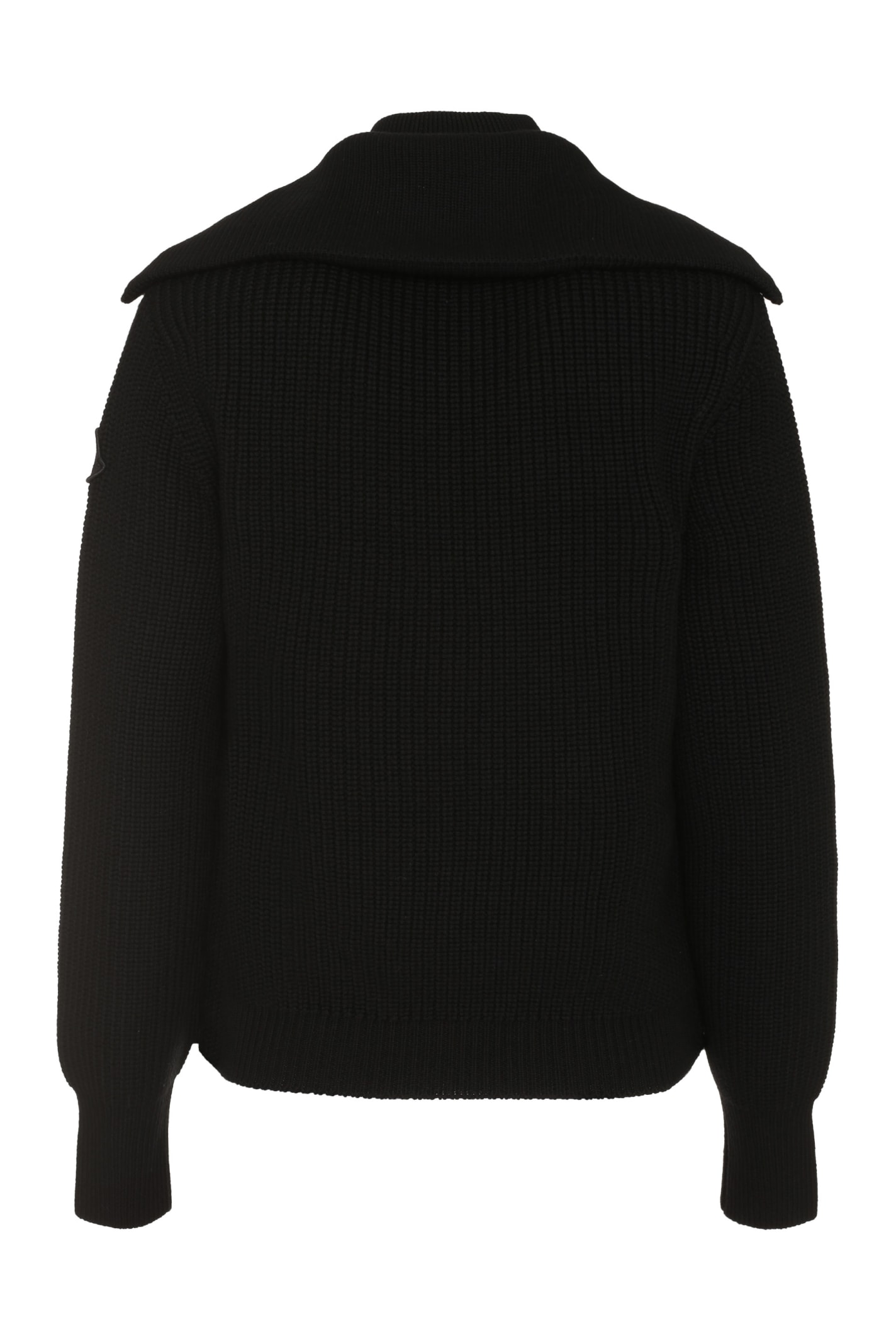 Shop Moncler Wool Cardigan In Black