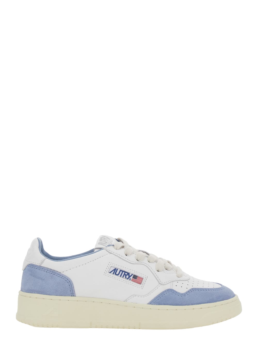 medalist White Low Top Sneakers With Logo Detail In Leather And Suede Woman