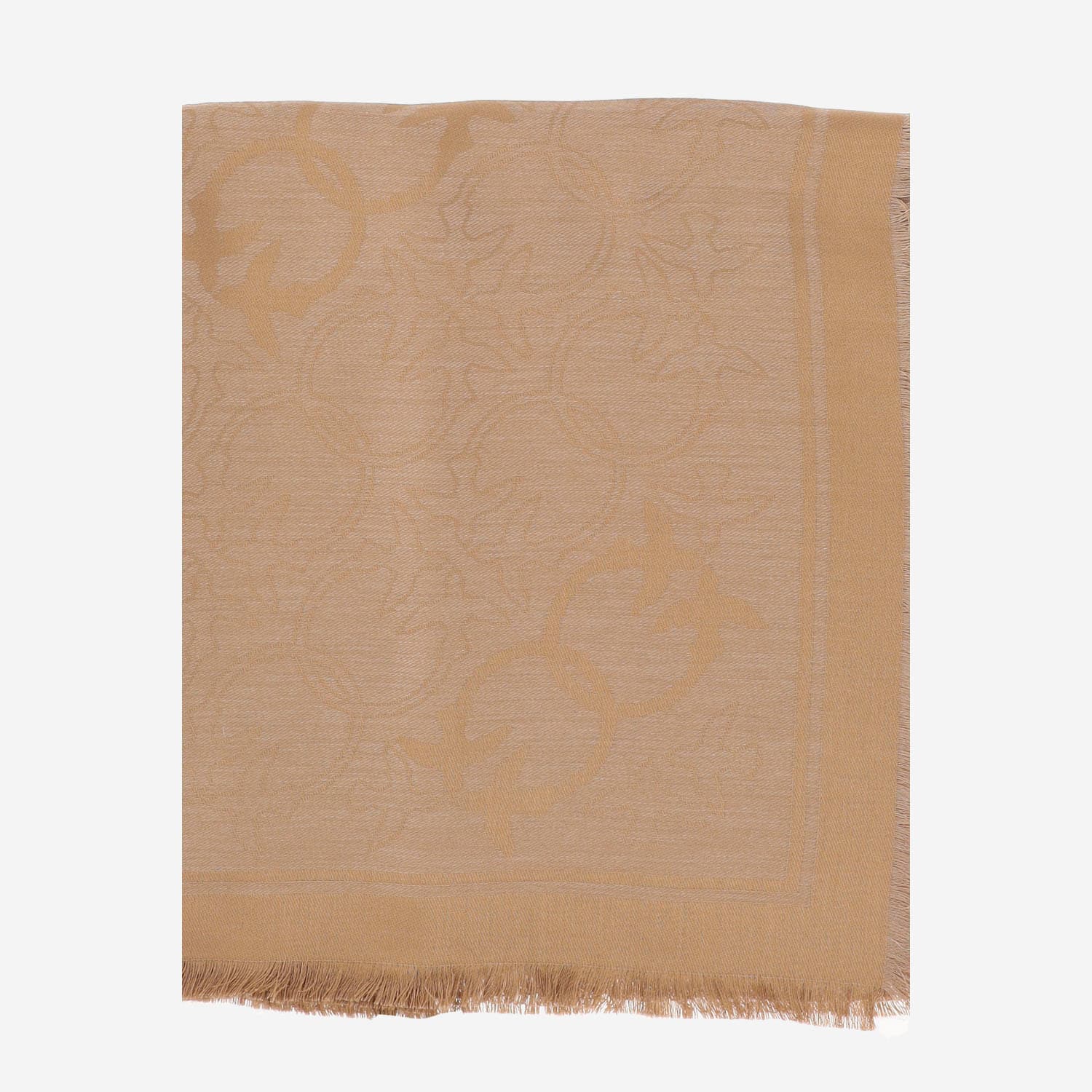 Pinko Viscose Blend Scarf With Love Birds Pattern In Neutral