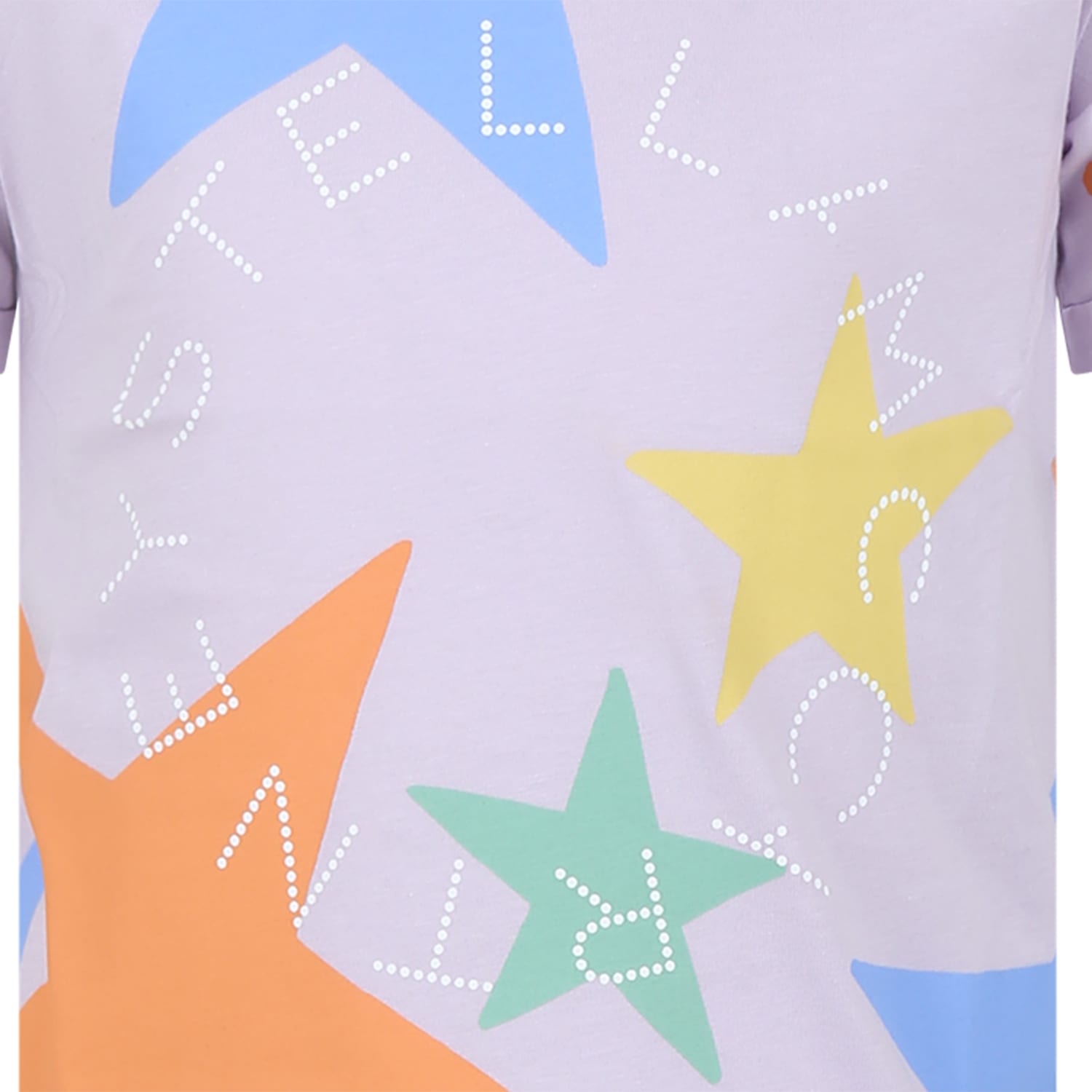 Shop Stella Mccartney Purple T-shirt For Girl With Stars And Logo In Violet