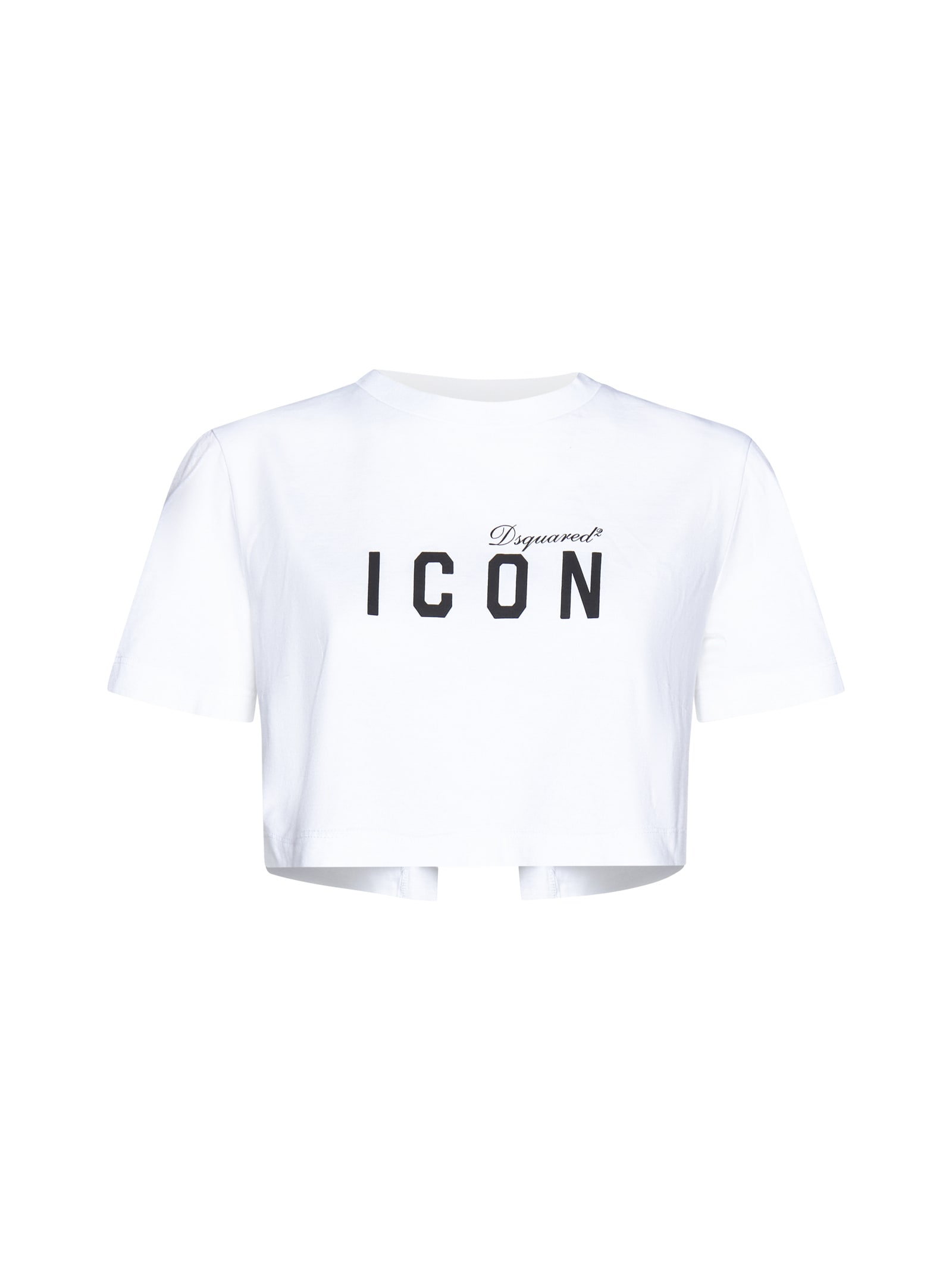 Dsquared2 Icon-print Cropped Cotton T-shirt In White