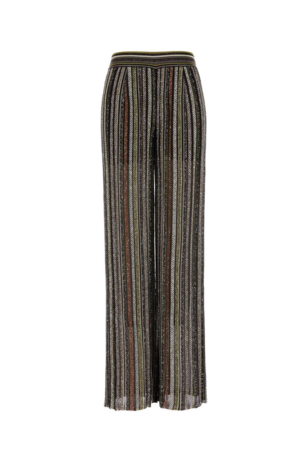 Missoni Pantalone In Misto Viscosa Stretch Ricamata Donna In Brown