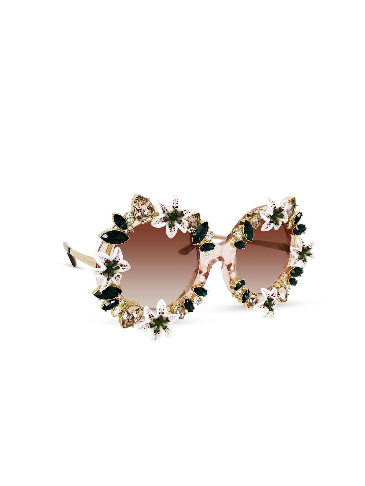 Shop Dolce & Gabbana Crystal Sunglasses In Pink