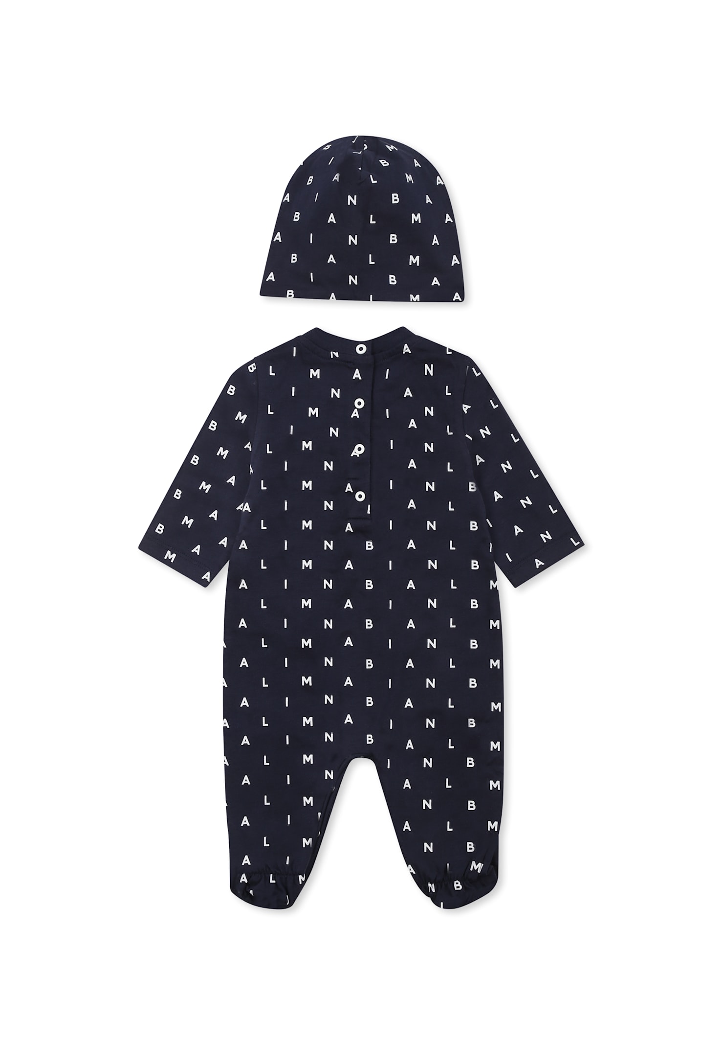 Balmain Blue Babygrow Set For Babykids With Logo In Blue