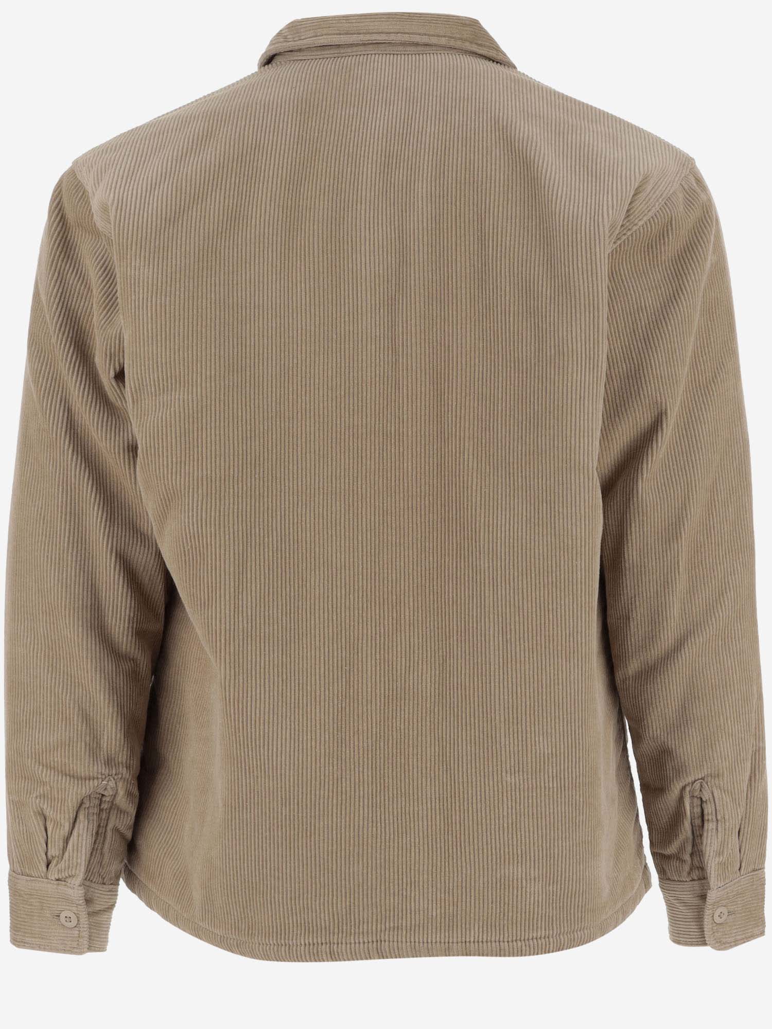 Shop Carhartt Cotton Velvet Shirt With Logo In Beige