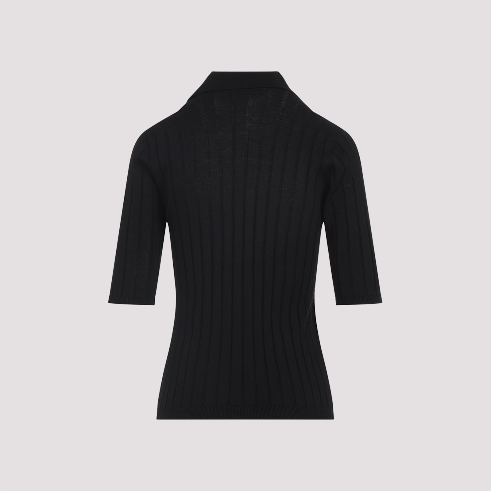 Fabiana Filippi Wool Polo Metal Beads In Black