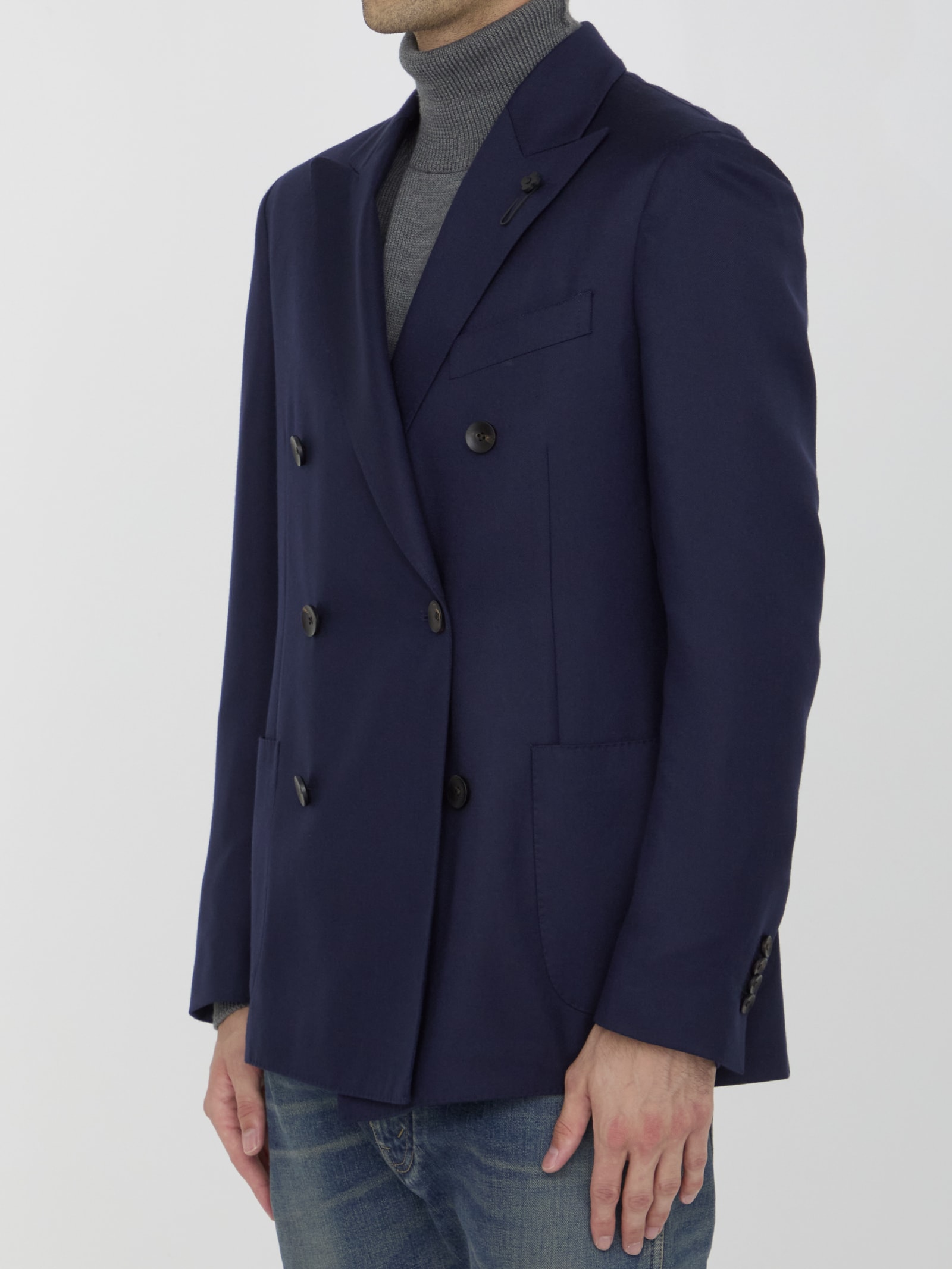 Shop Lardini Cashmere Blend Jacket In Blue