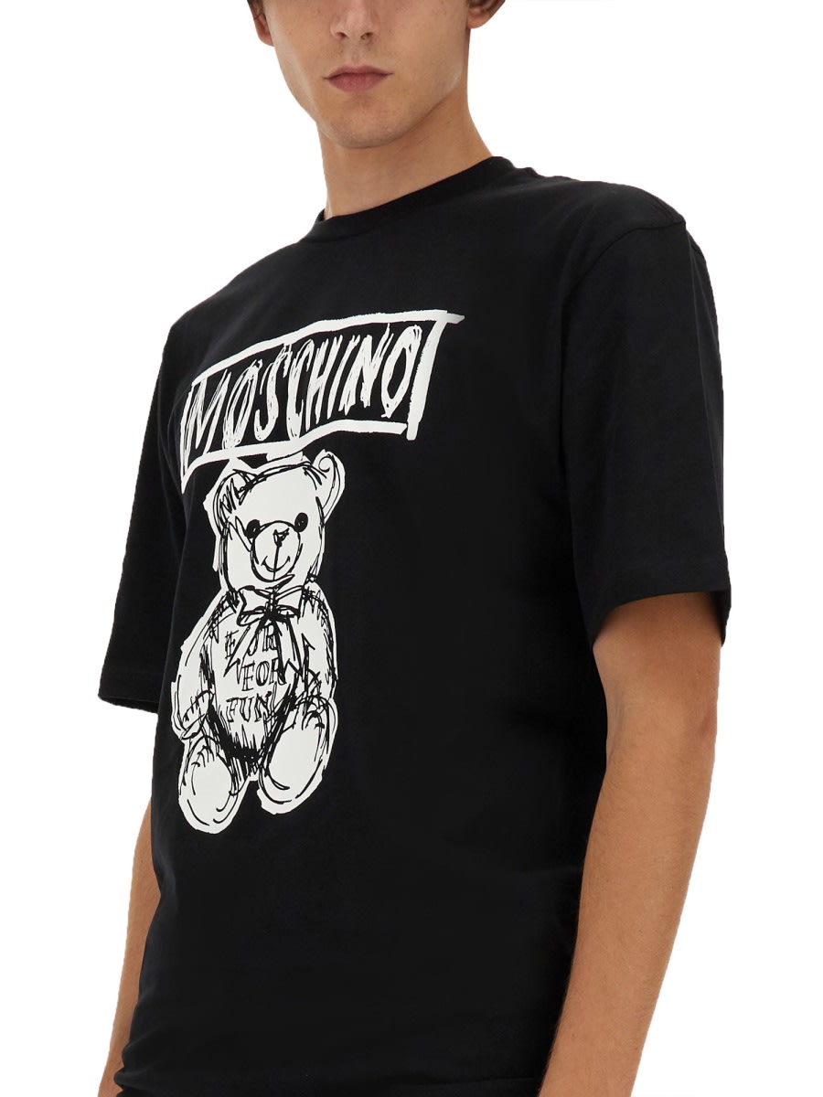 Shop Moschino Cotton T-shirt In Black