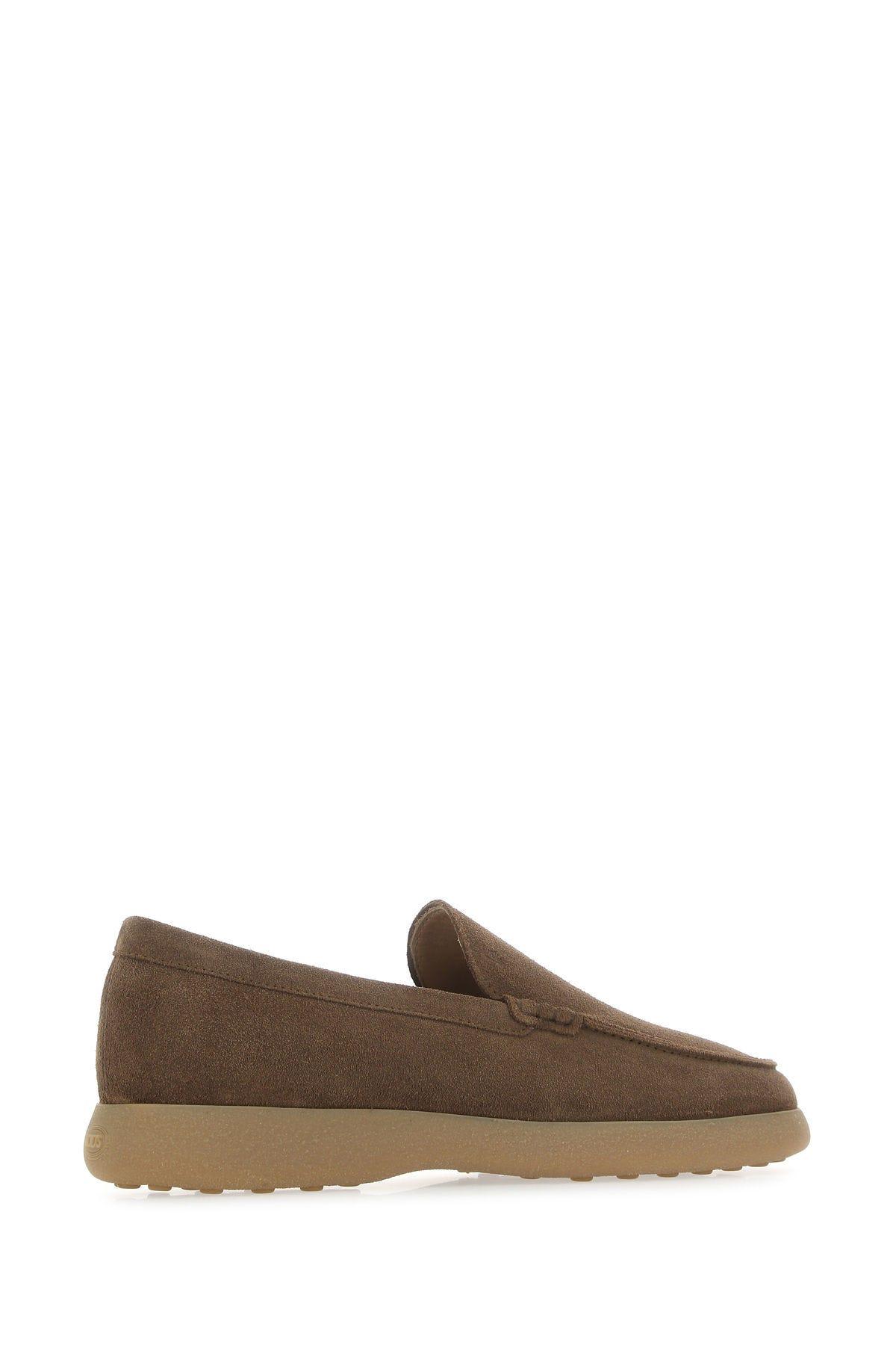 Shop Tod's Brown Suede Loafers In Biscuit