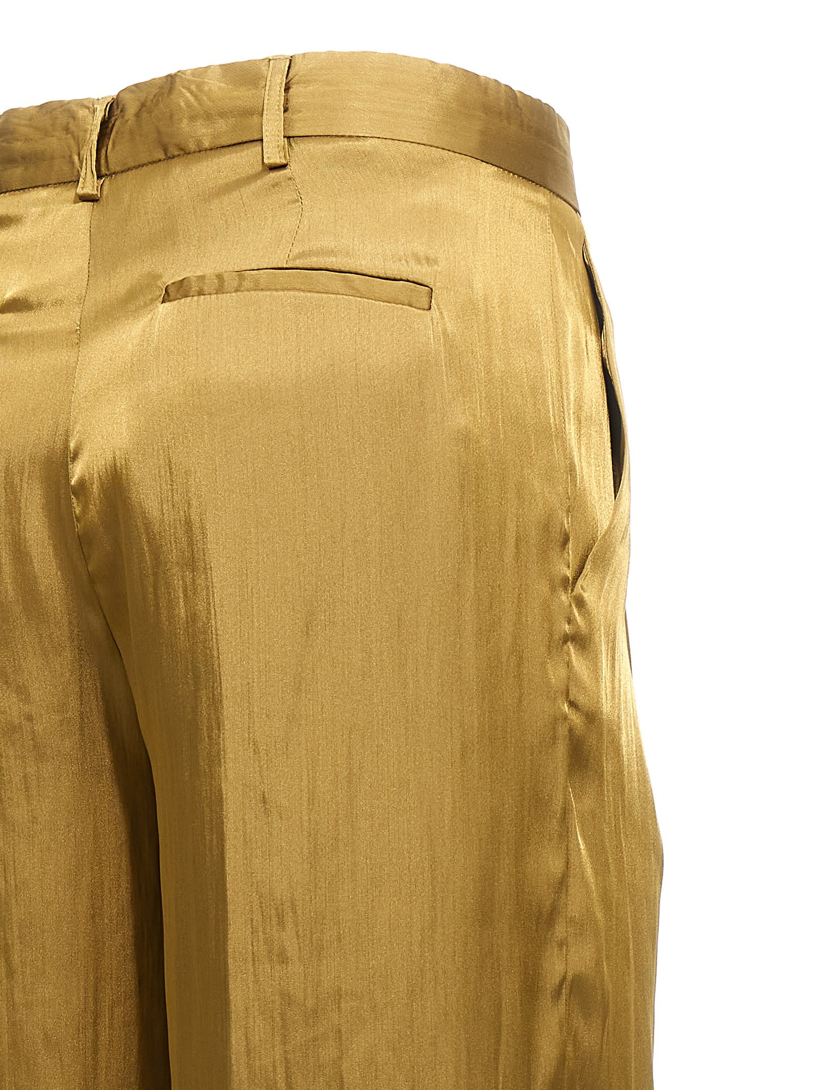 Shop Nude Satin Pants In Green