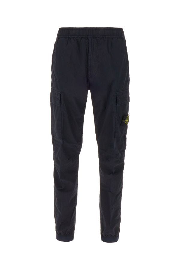 Shop Stone Island Cargo Trousers In Stretch Cotton Canvas 31303 In Navy Blue