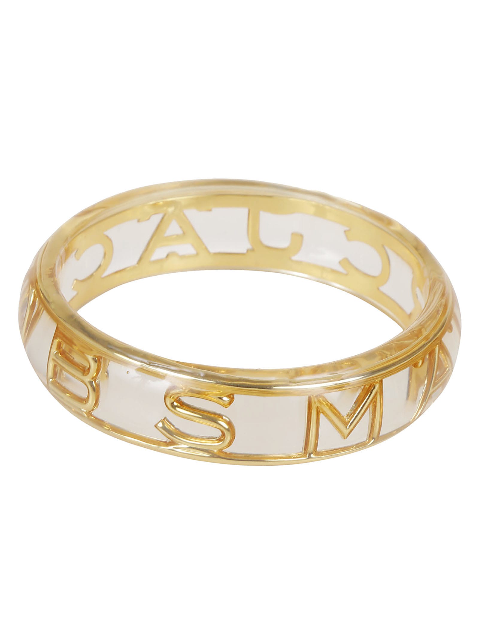 Shop Marc Jacobs Monogram Bangle In Clear Gold