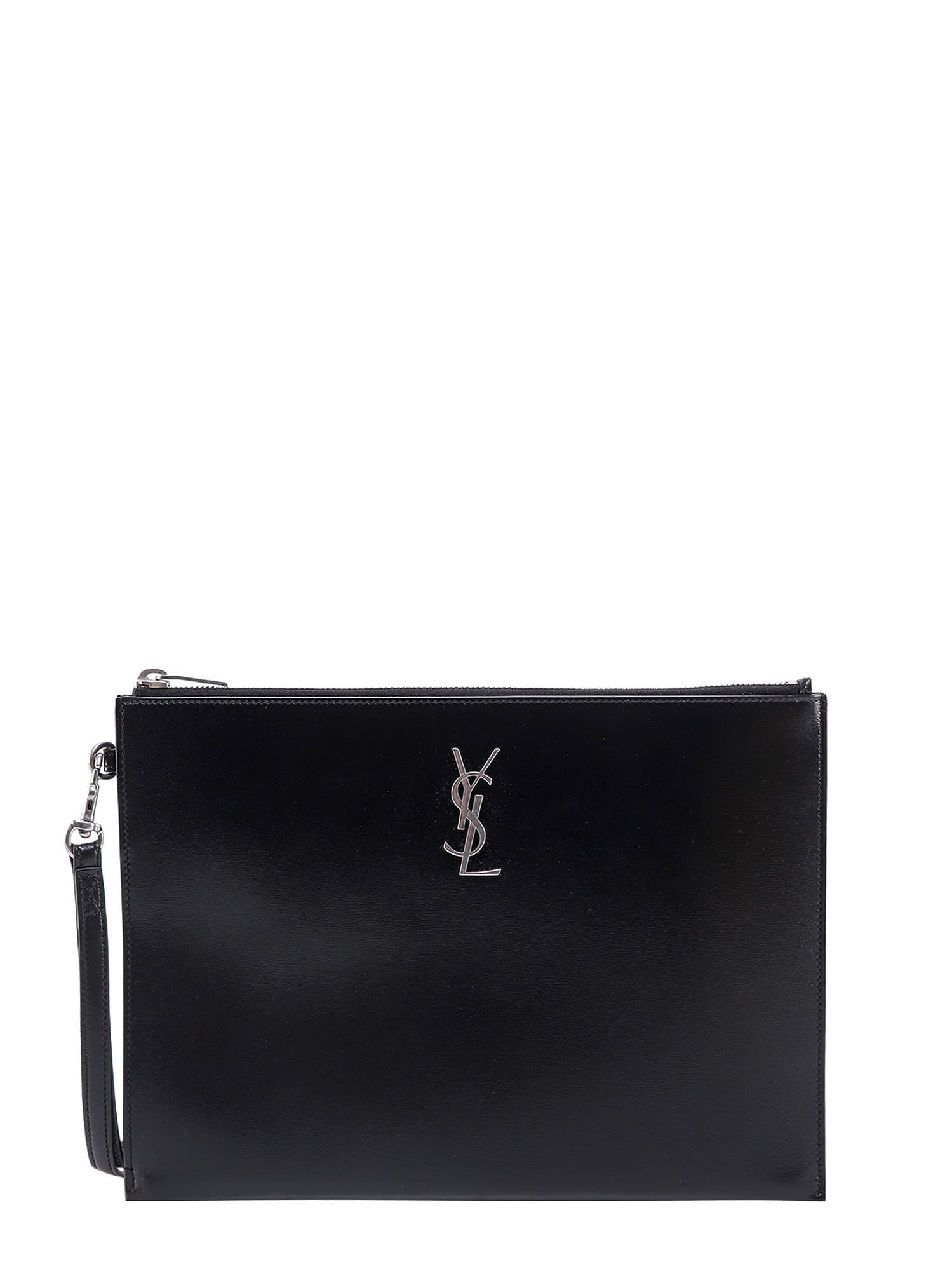 Shop Saint Laurent Cassandra Clutch In Black