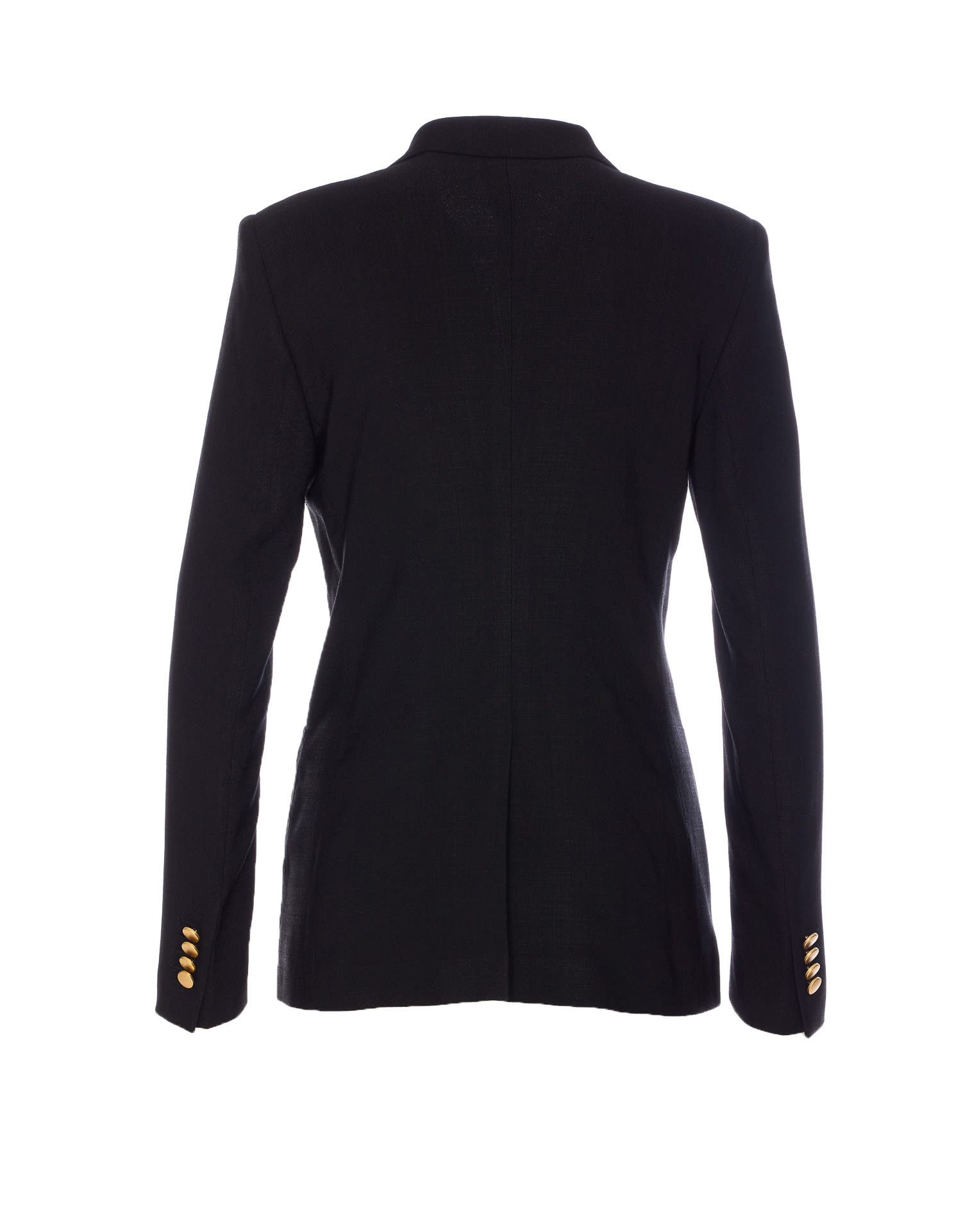 Tagliatore Long Sleeve Double-breasted Jacket With Gold Buttons In Black